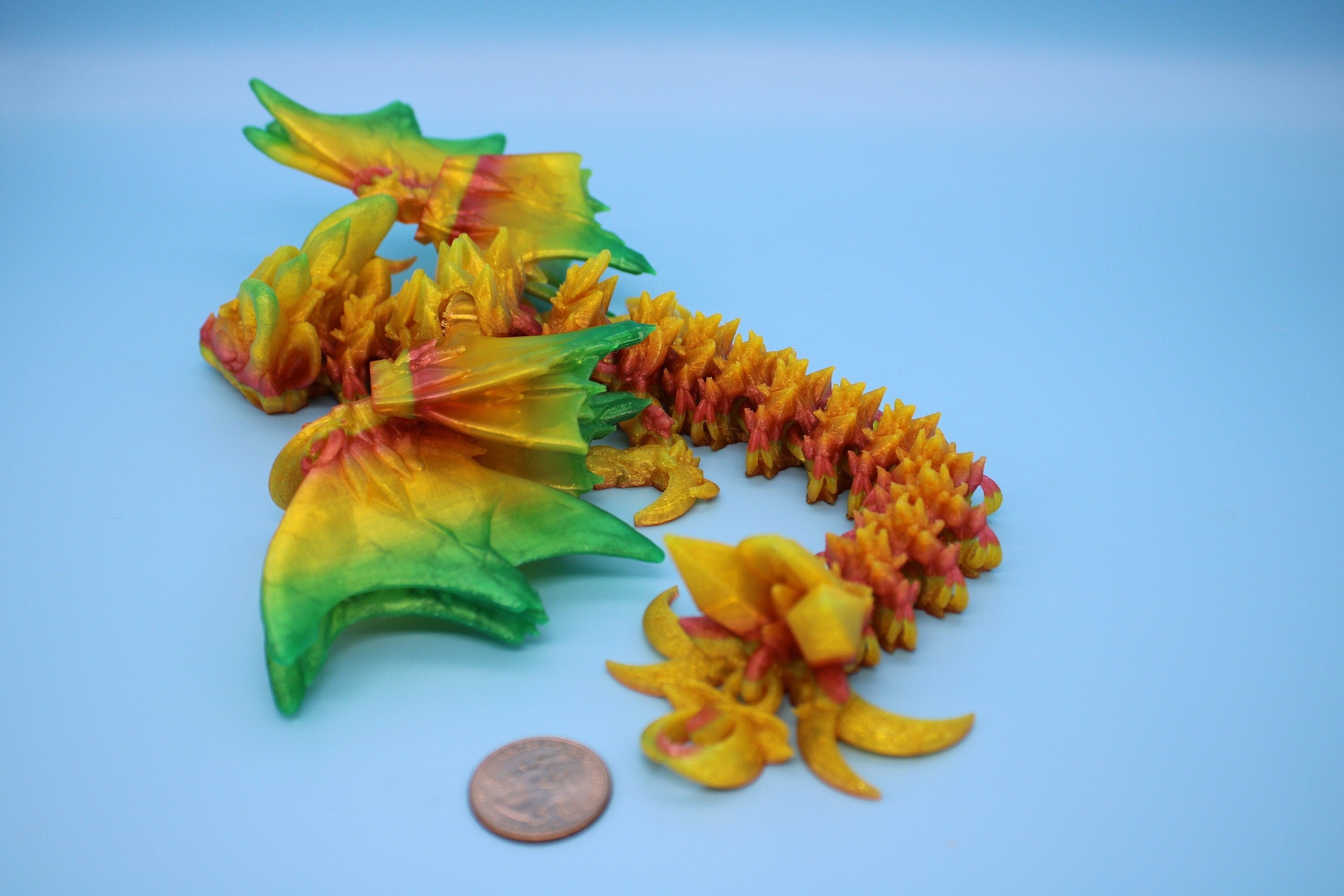 Flexible Bat Dragon | Rainbow Bat Wing | Articulating Dragon | 3D Printed Fidget | Flexi Toy | Adult Fidget Toy | Sensory Desk Toy | 12.5 in