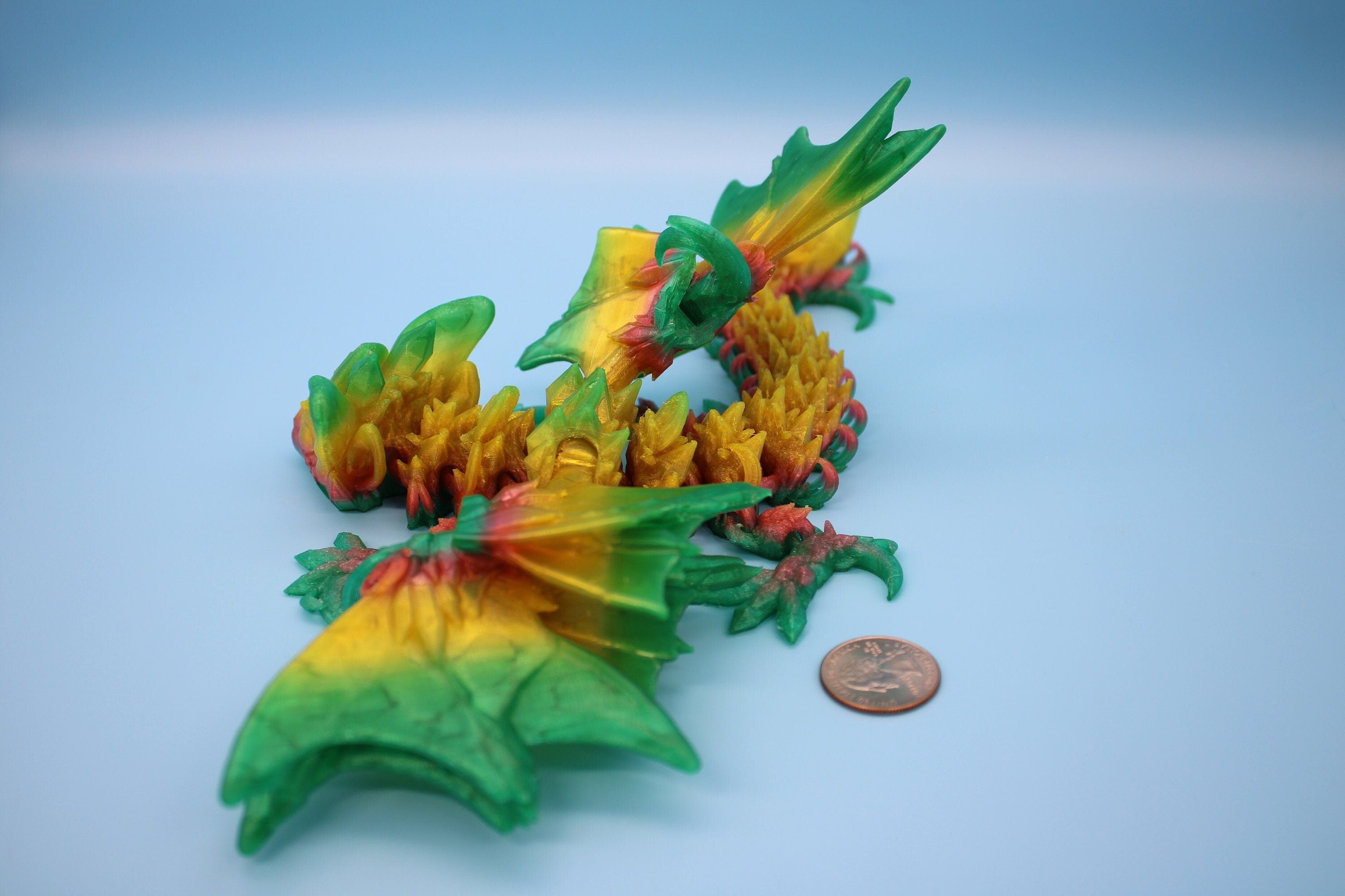 Flexible Bat Dragon | Rainbow Bat Wing | Articulating Dragon | 3D Printed Fidget | Flexi Toy | Adult Fidget Toy | Sensory Desk Toy | 12.5 in