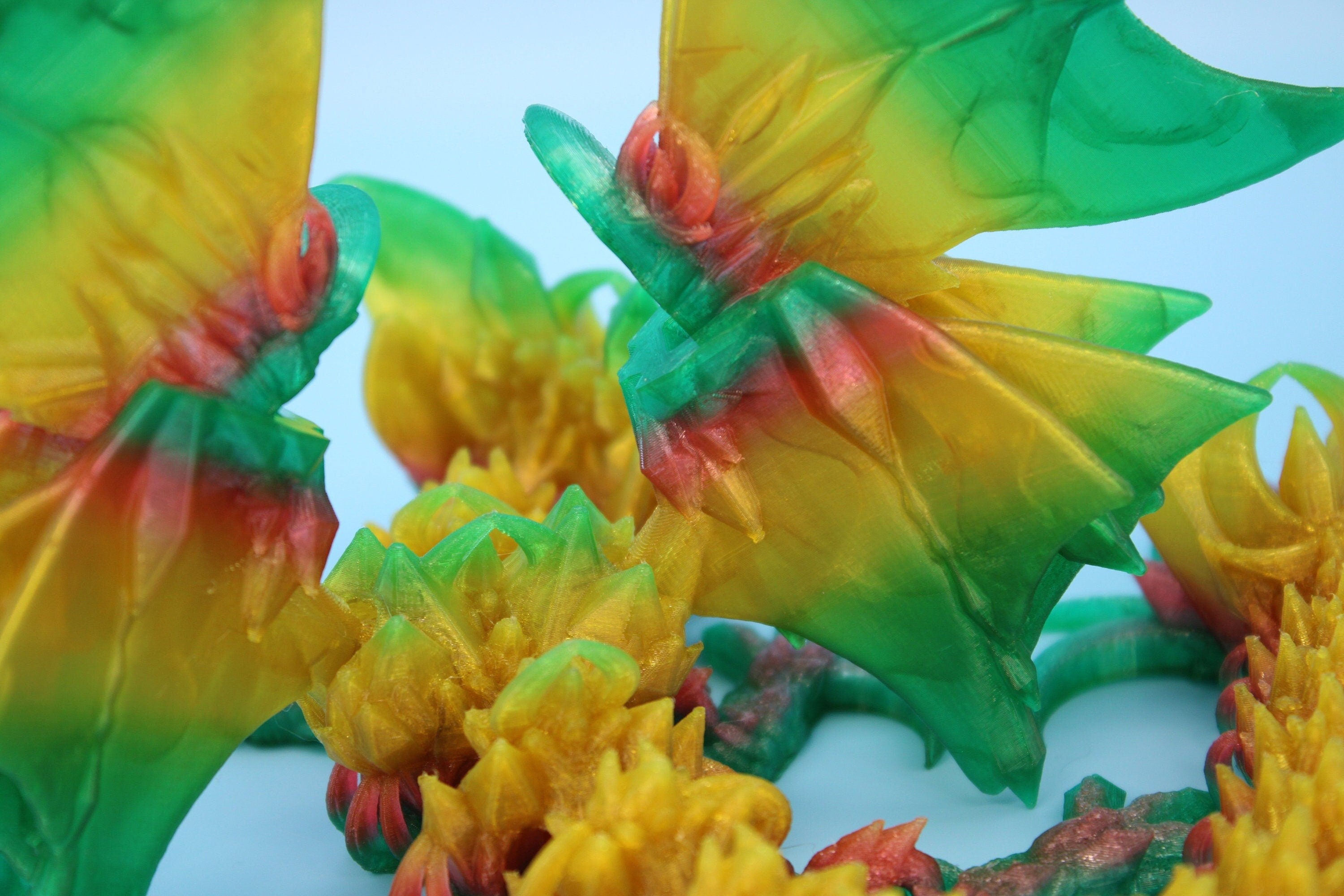 Flexible Bat Dragon | Rainbow Bat Wing | Articulating Dragon | 3D Printed Fidget | Flexi Toy | Adult Fidget Toy | Sensory Desk Toy | 12.5 in