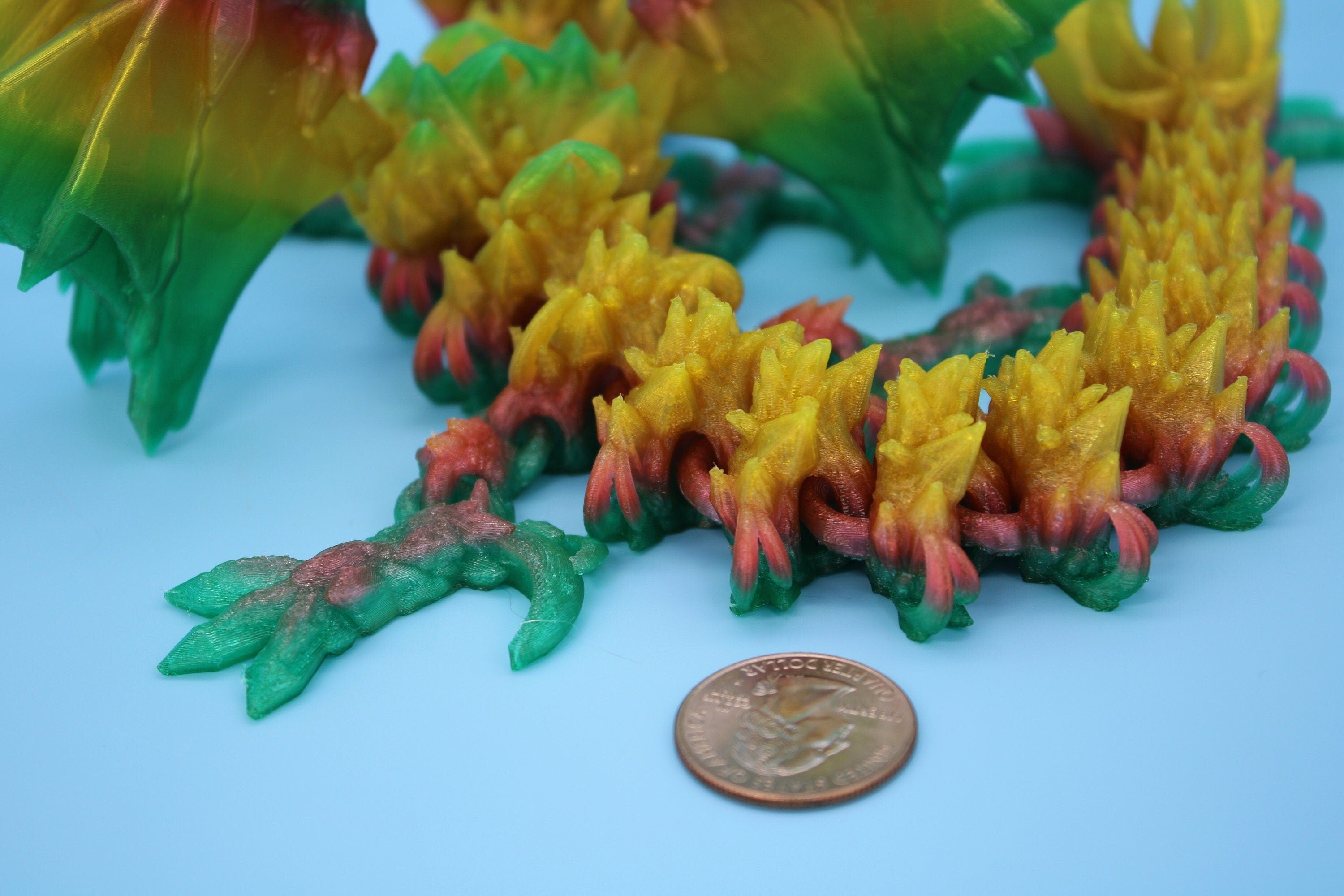 Flexible Bat Dragon | Rainbow Bat Wing | Articulating Dragon | 3D Printed Fidget | Flexi Toy | Adult Fidget Toy | Sensory Desk Toy | 12.5 in