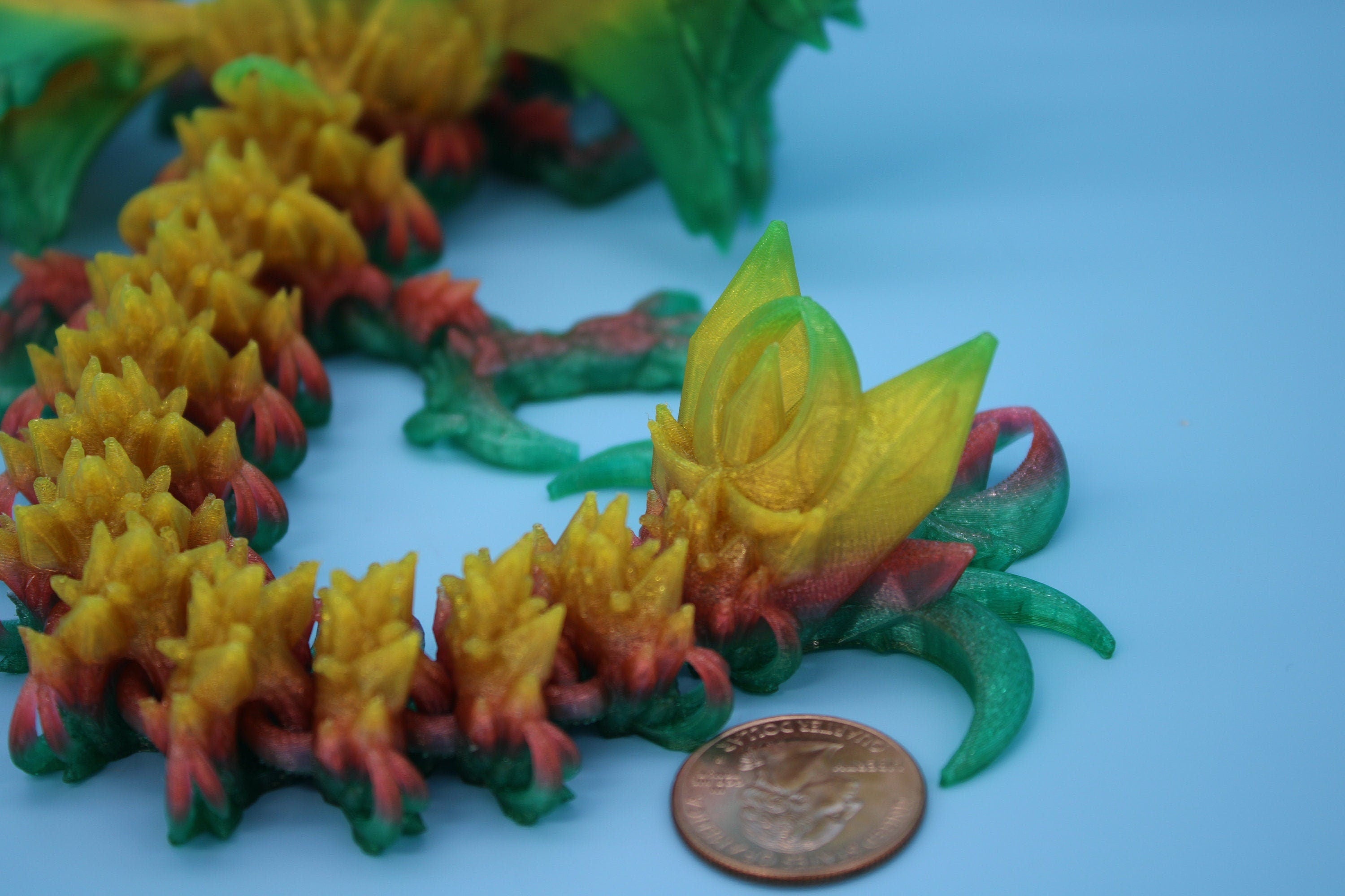 Flexible Bat Dragon | Rainbow Bat Wing | Articulating Dragon | 3D Printed Fidget | Flexi Toy | Adult Fidget Toy | Sensory Desk Toy | 12.5 in