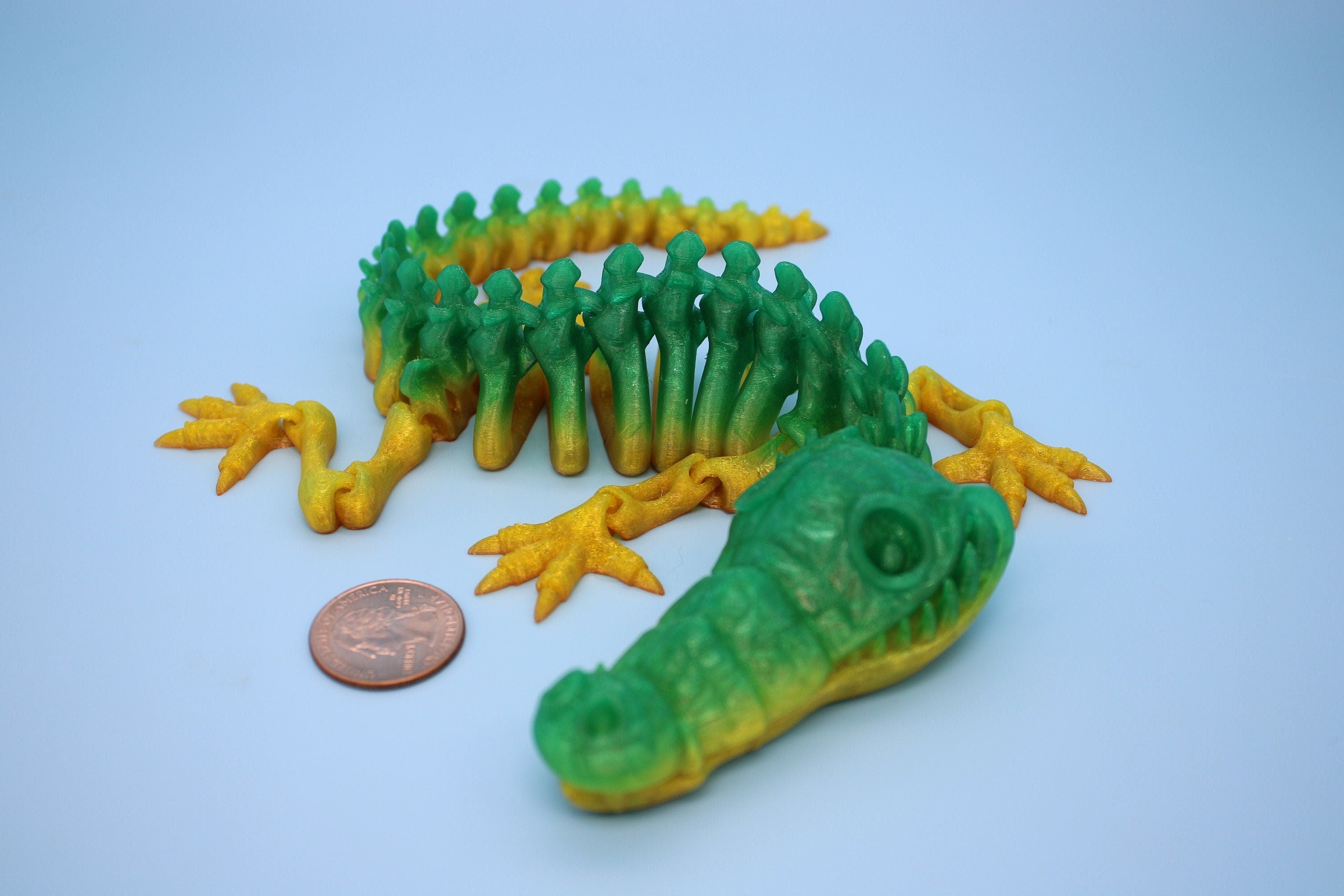 Flexible Rainbow Crocodile | Cute Flexi Toy | Articulating Crocodile | 3D printed Unique Fidget | Desk Buddy | 13 in.