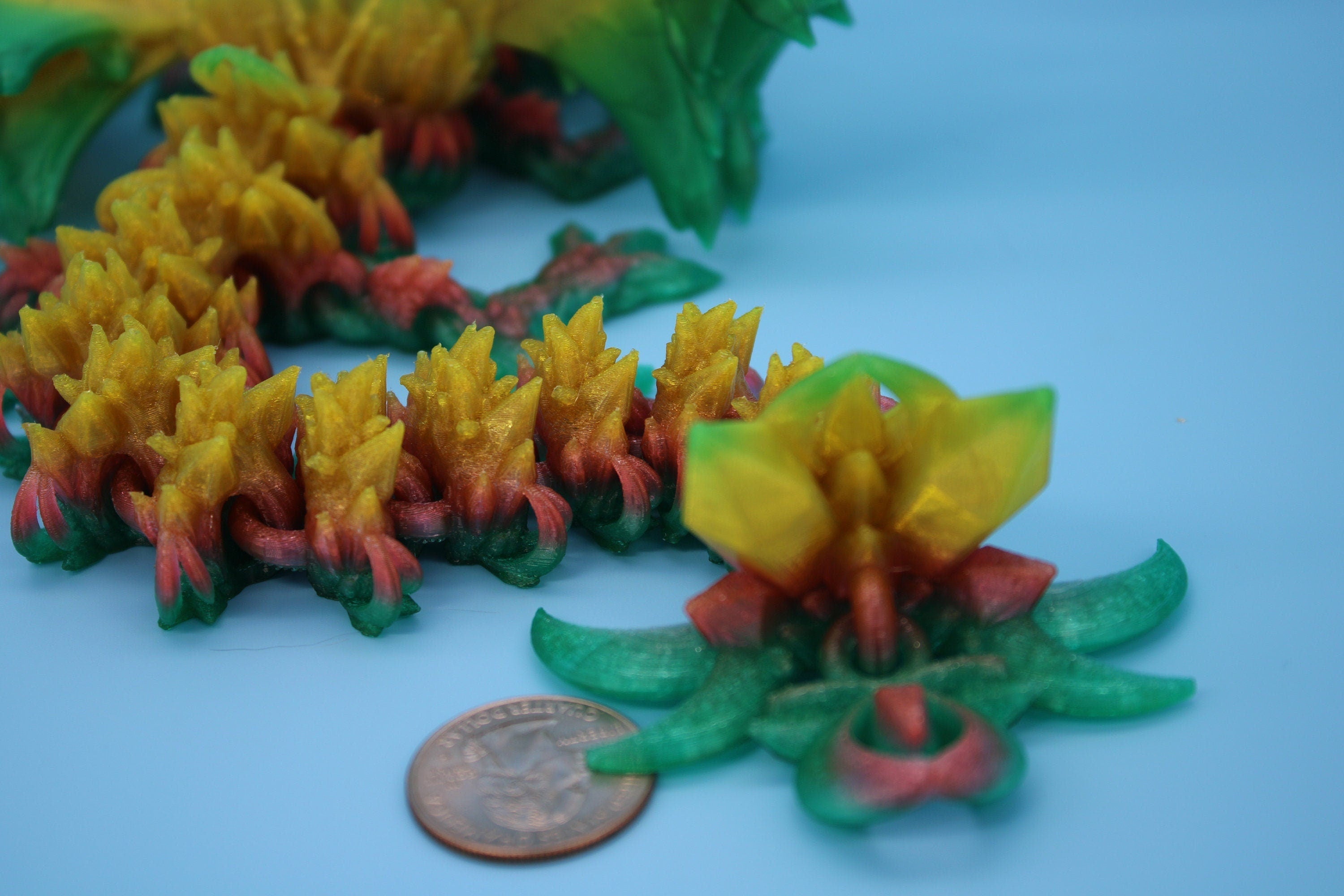 Flexible Bat Dragon | Rainbow Bat Wing | Articulating Dragon | 3D Printed Fidget | Flexi Toy | Adult Fidget Toy | Sensory Desk Toy | 12.5 in