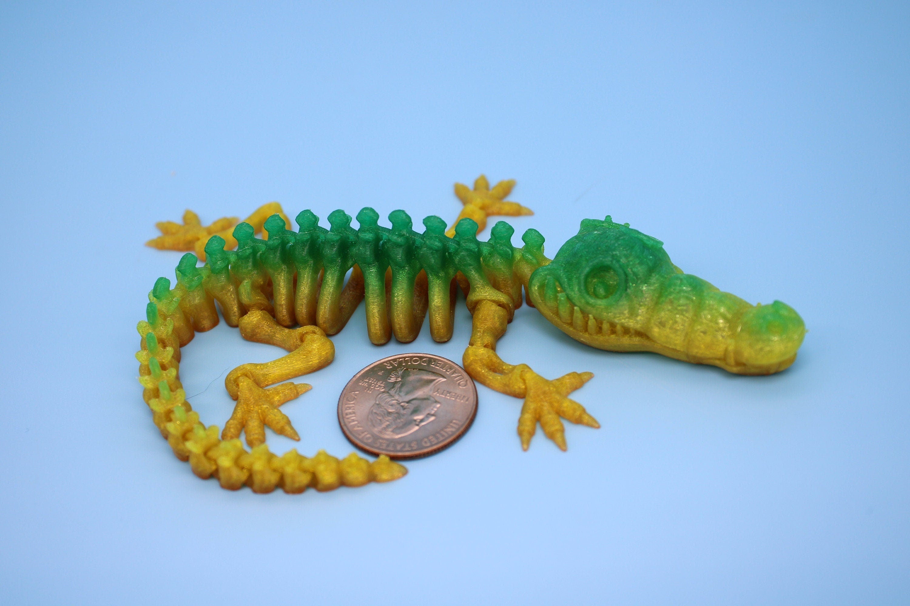 Miniature Flexible Rainbow Crocodile | Cute Flexi Toy | Articulating Crocodile | 3D printed Unique Fidget | Desk Buddy | 8 in. (TPU)