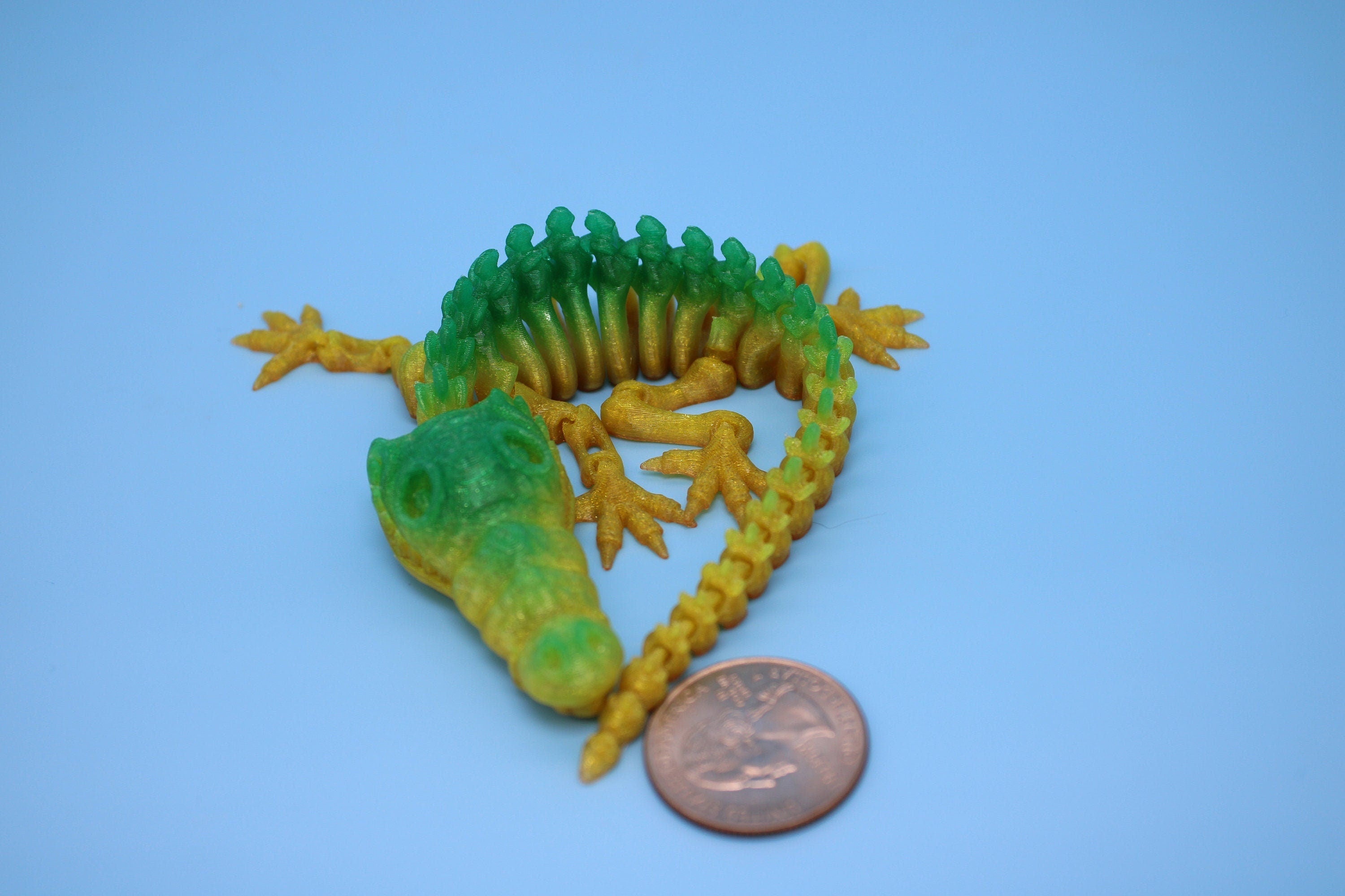 Miniature Flexible Rainbow Crocodile | Cute Flexi Toy | Articulating Crocodile | 3D printed Unique Fidget | Desk Buddy | 8 in. (TPU)