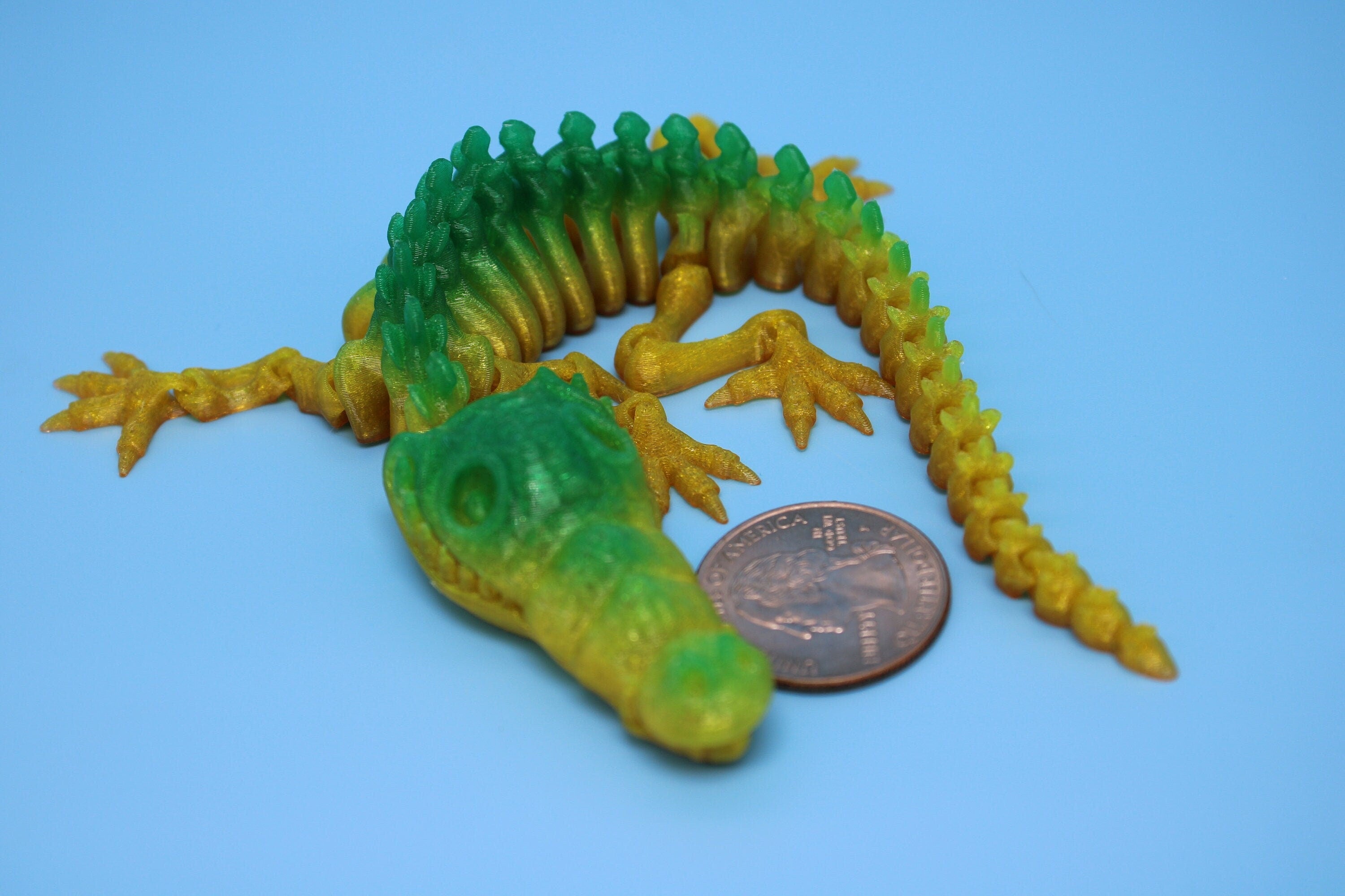 Miniature Flexible Rainbow Crocodile | Cute Flexi Toy | Articulating Crocodile | 3D printed Unique Fidget | Desk Buddy | 8 in. (TPU)