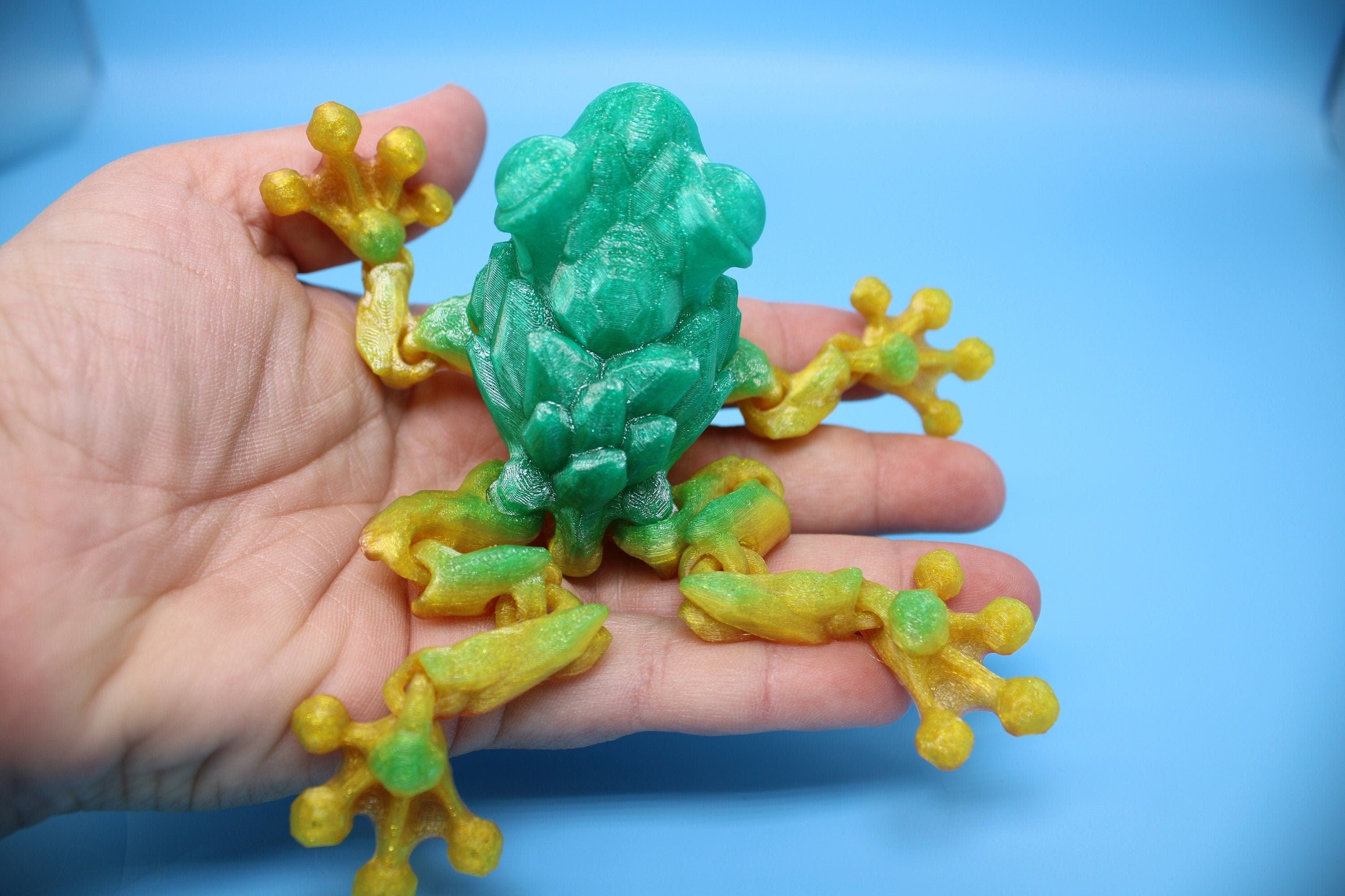 Miniature Flexible Crystal Frog | 3D Printed Crystal Cute Frog | 5.5 inches | Friendly Frog | Sensory Toy | Fidget Toy | Articulating Frog.