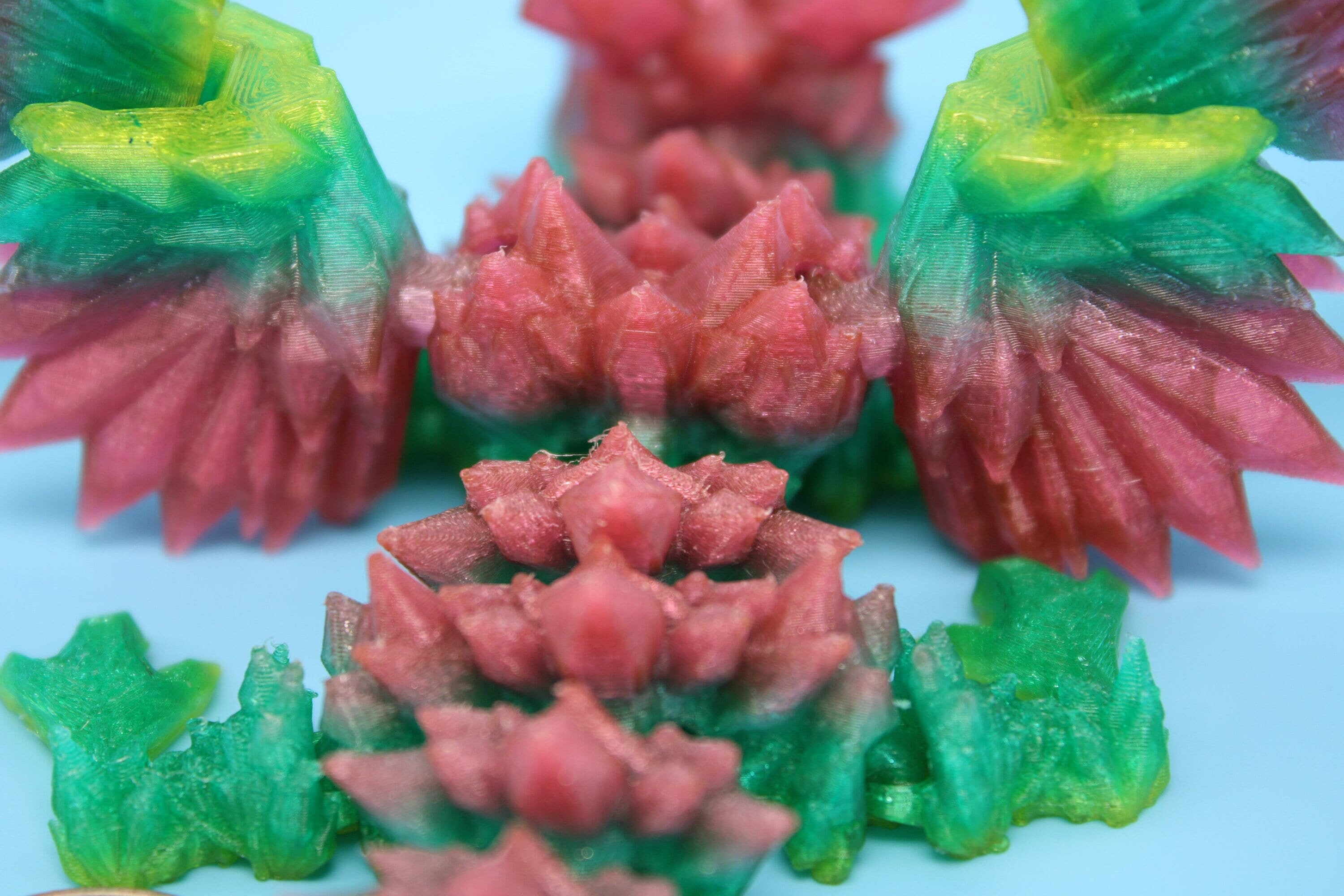 Flexible Miniature Baby Crystal Winged Dragon | Rainbow | 3D Printed Articulating Toy Fidget | Flexi Toy 7 in. head to tail | Stress Relief