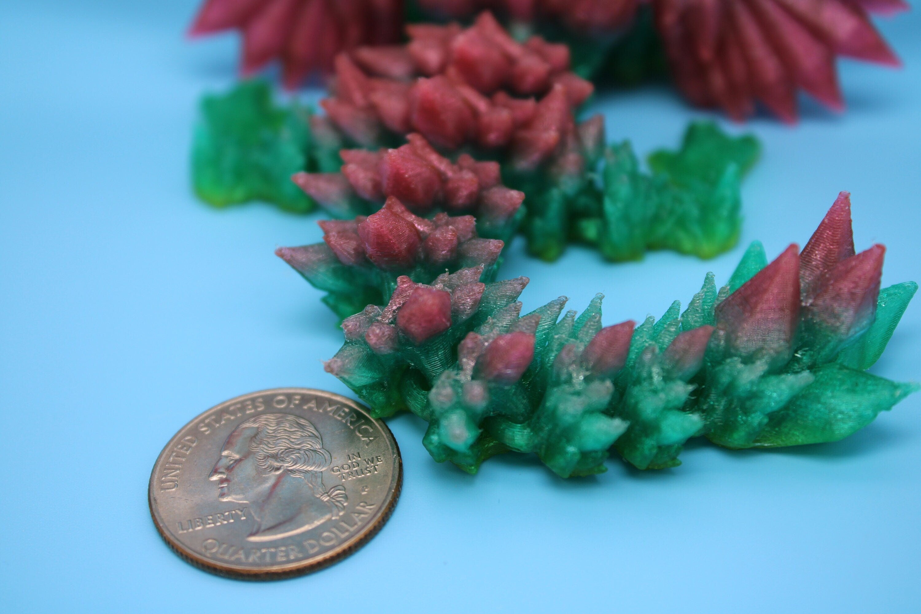 Flexible Miniature Baby Crystal Winged Dragon | Rainbow | 3D Printed Articulating Toy Fidget | Flexi Toy 7 in. head to tail | Stress Relief