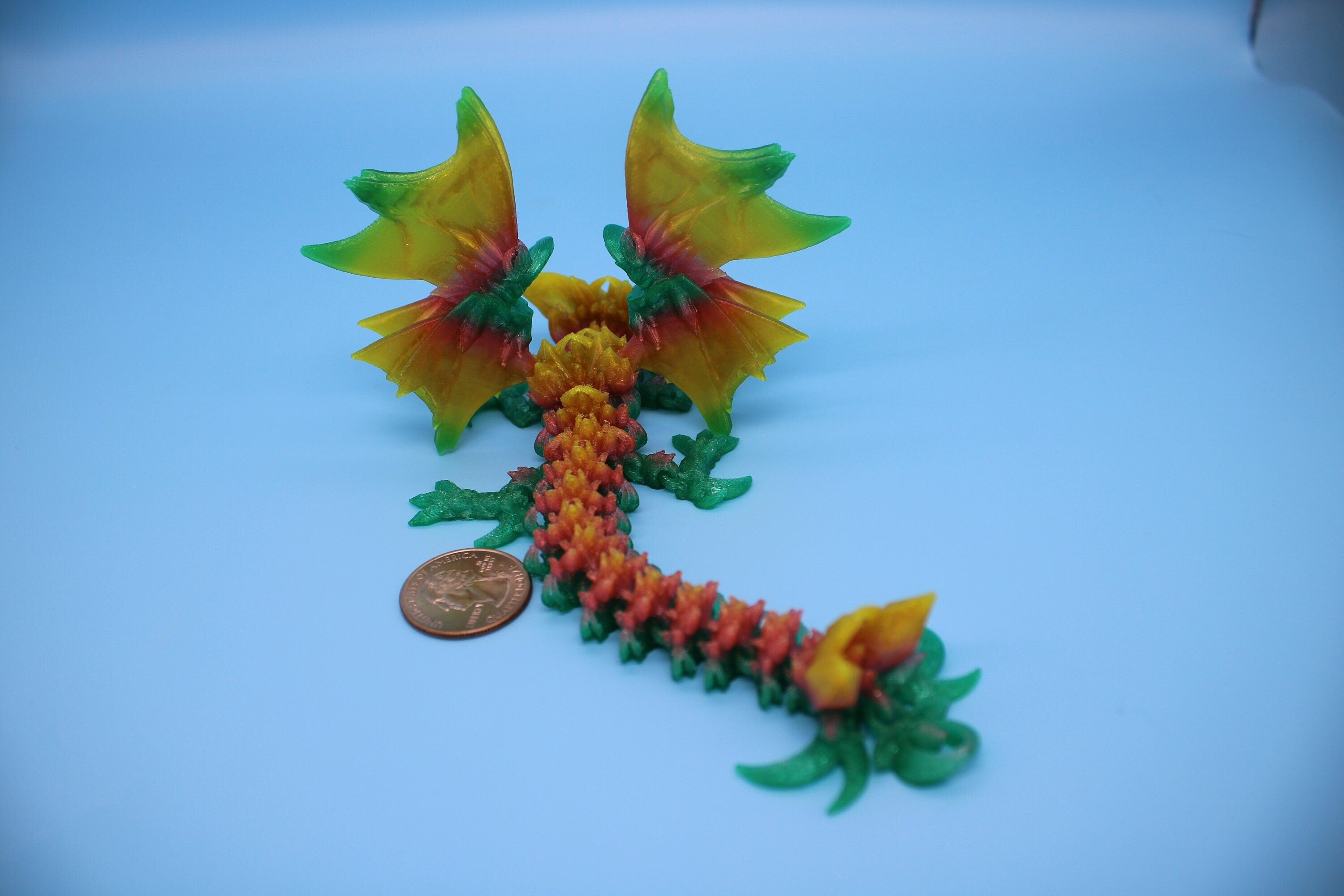 Miniature Flexible Bat Dragon | Rainbow Bat Wing | Articulating Dragon | 3D Printed Fidget | Flexi Toy | Adult Fidget Toy | Sensory Desk Toy