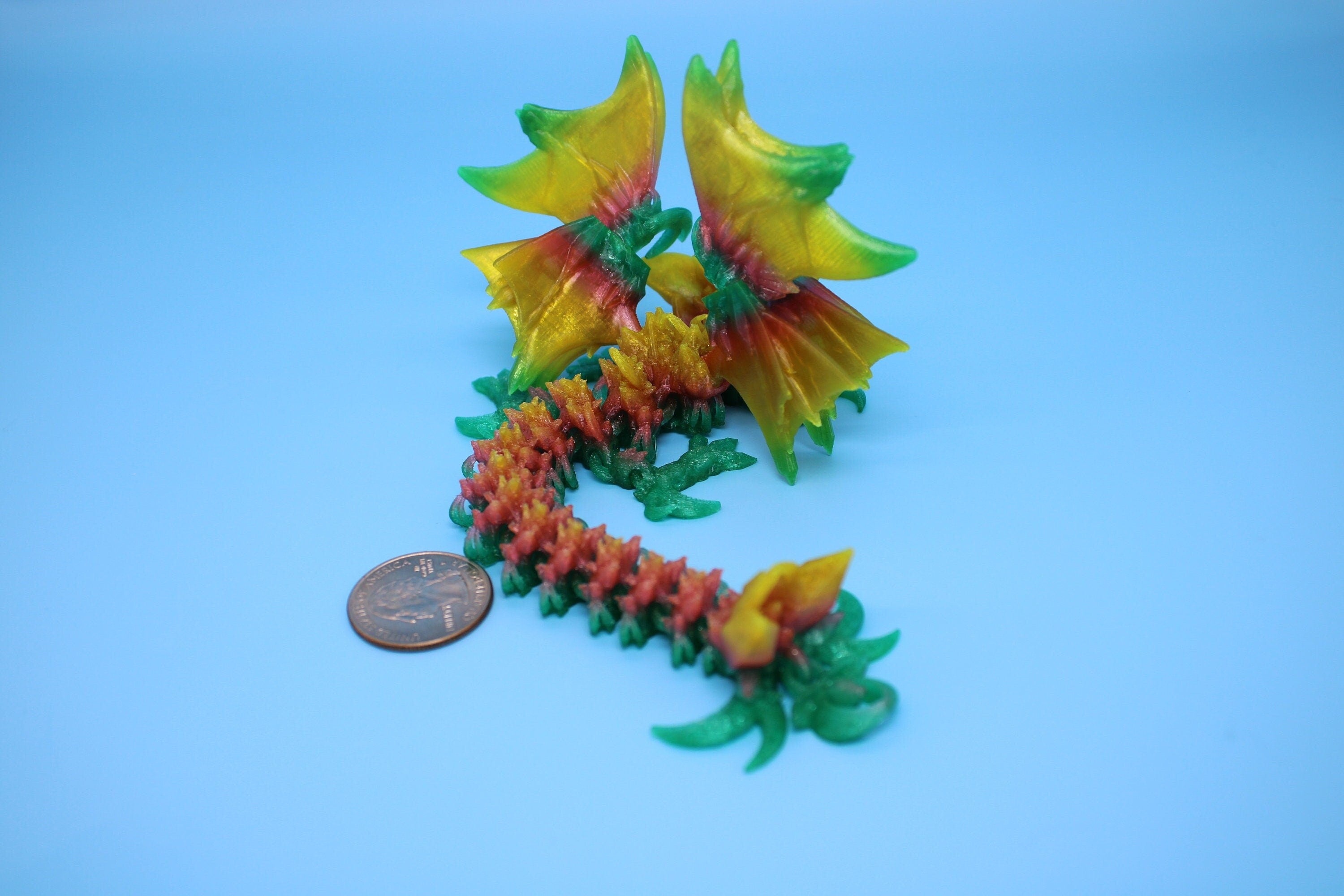 Miniature Flexible Bat Dragon | Rainbow Bat Wing | Articulating Dragon | 3D Printed Fidget | Flexi Toy | Adult Fidget Toy | Sensory Desk Toy