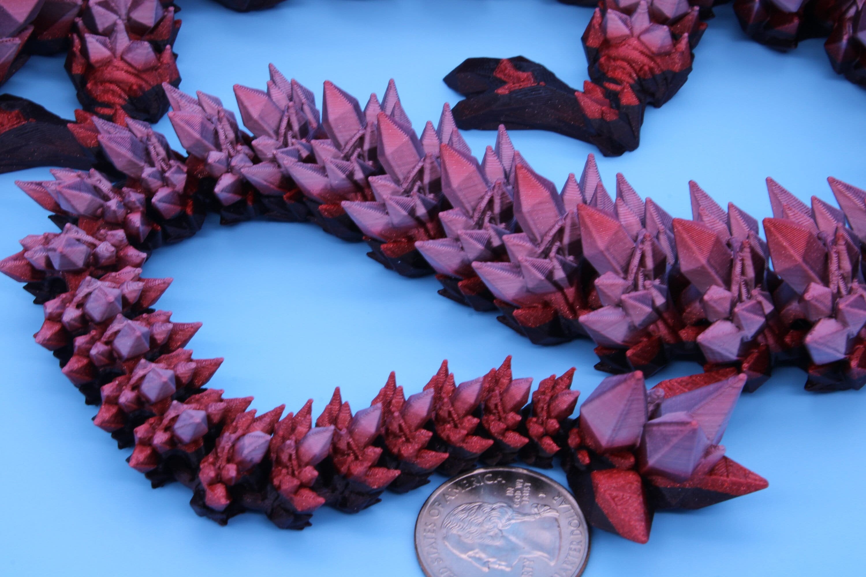 Rainbow Pink & Dark Crystal Dragon | 3D Printed Articulating Dragon | Flexi Toy | Adult Fidget Toy | Dragon Buddy ready for you! 24 inch.