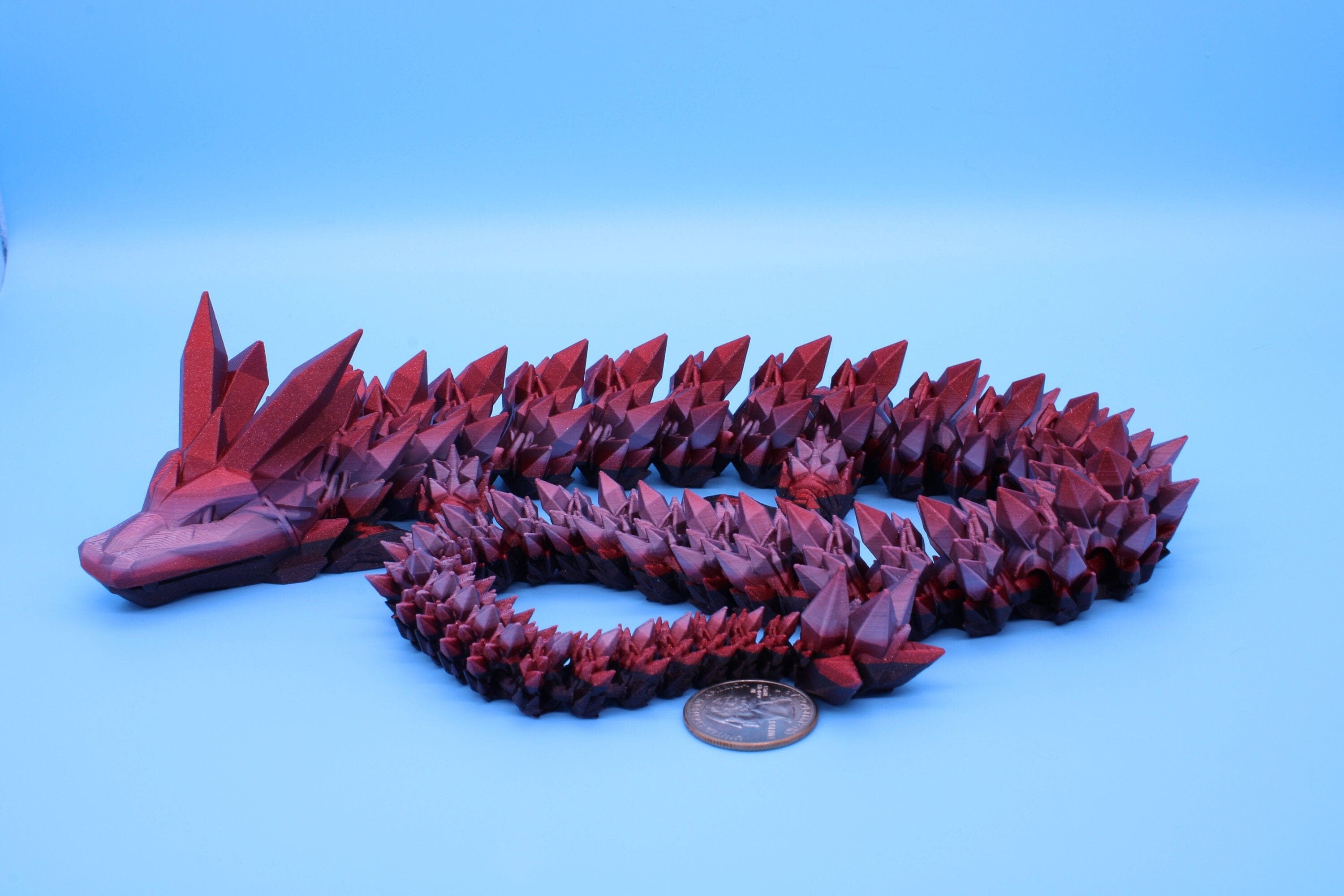 Rainbow Pink & Dark Crystal Dragon | 3D Printed Articulating Dragon | Flexi Toy | Adult Fidget Toy | Dragon Buddy ready for you! 24 inch.