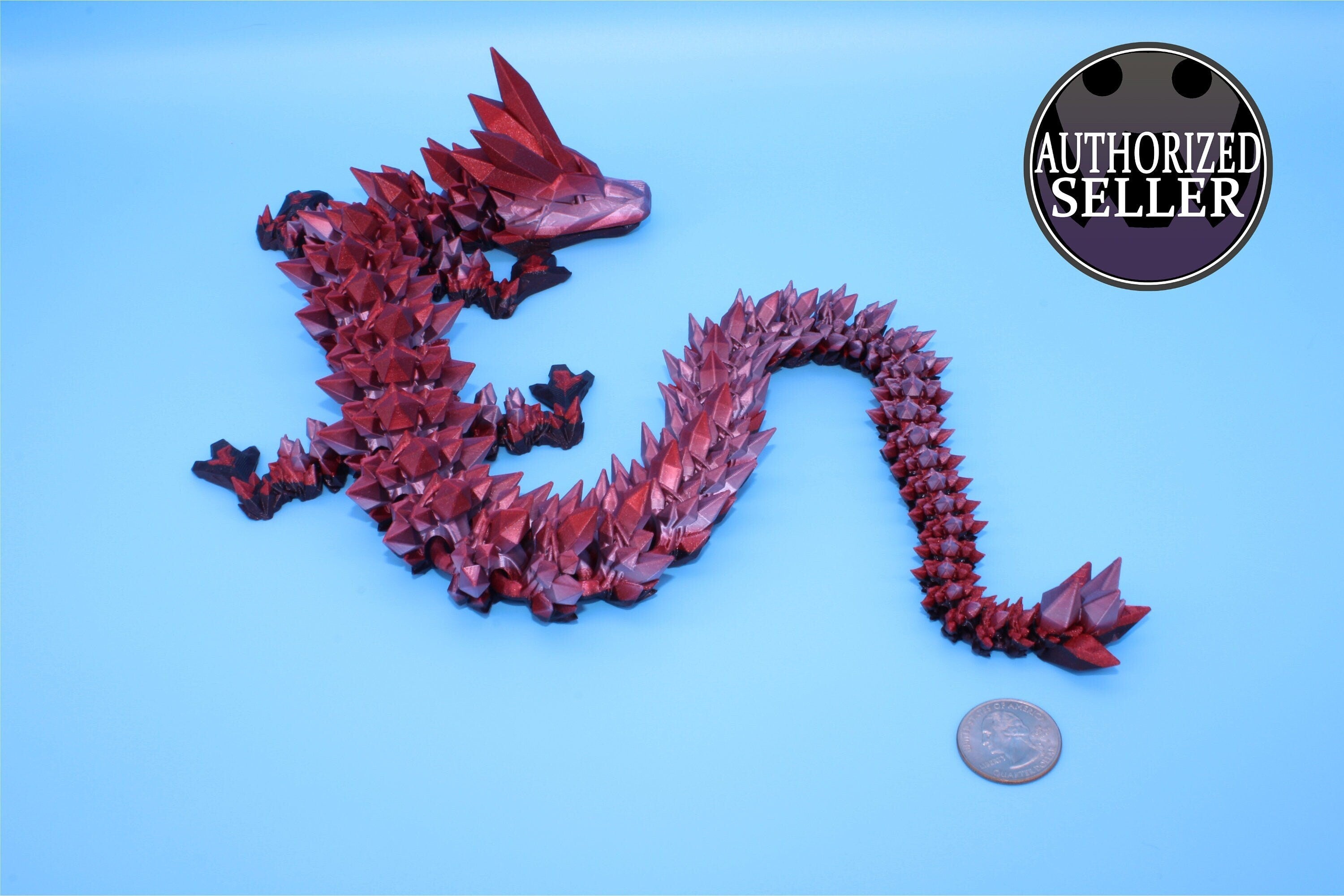 Rainbow Pink & Dark Crystal Dragon | 3D Printed Articulating Dragon | Flexi Toy | Adult Fidget Toy | Dragon Buddy ready for you! 24 inch.