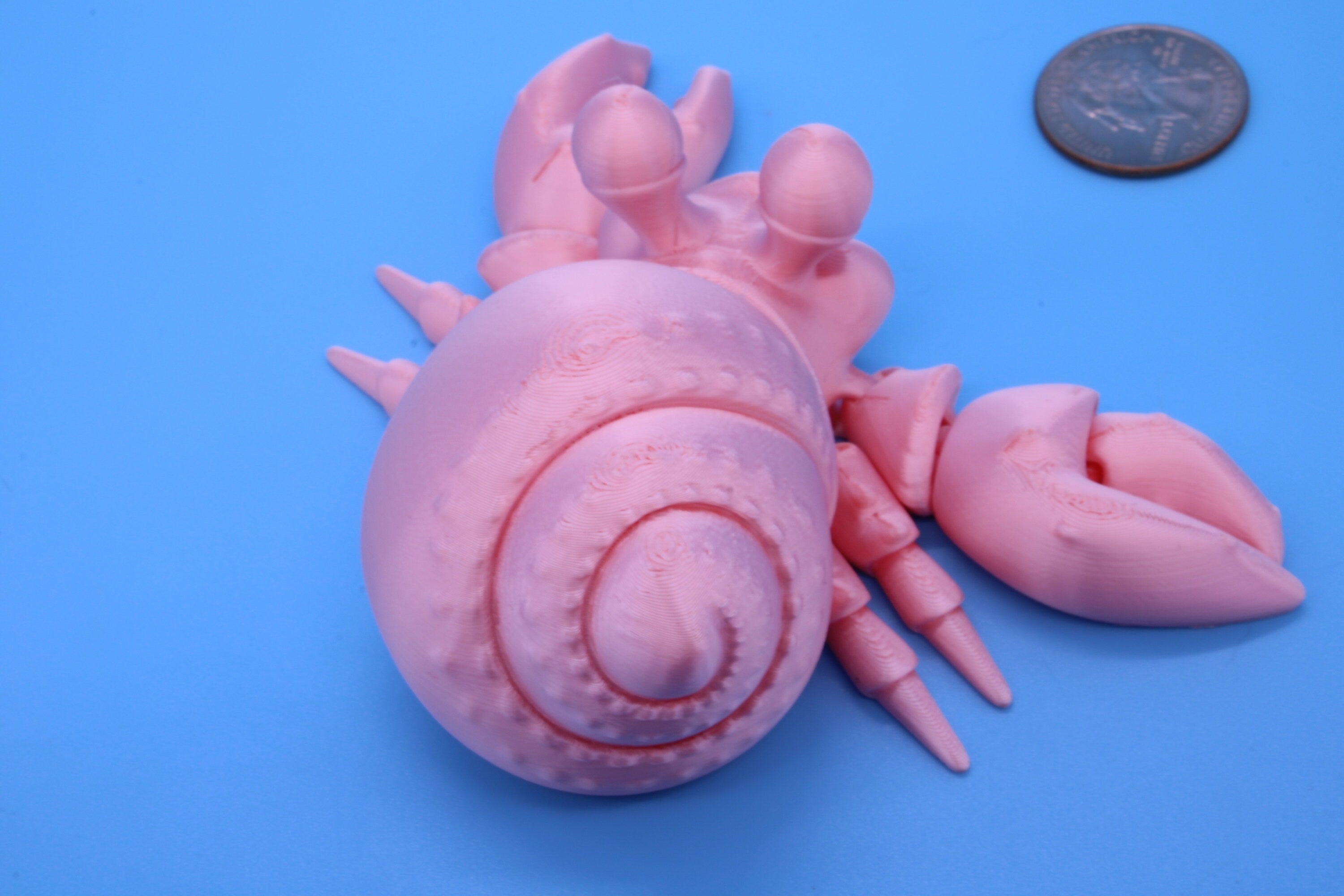 Pink Flexi Hermit Crab | 3D Printed. | Super cute, friendly crab. | Great fidget toy, buddy, Sensory toy