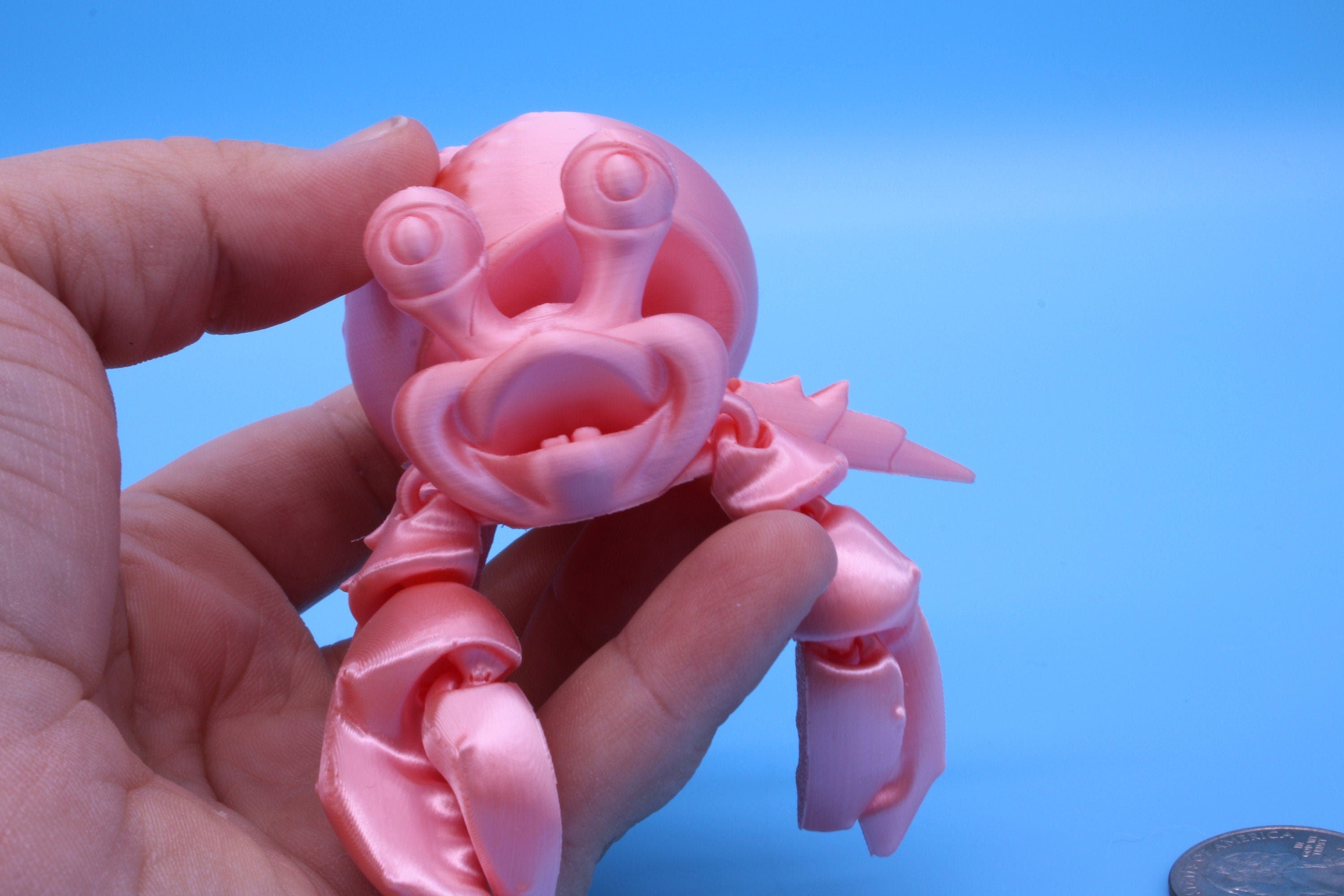 Pink Flexi Hermit Crab | 3D Printed. | Super cute, friendly crab. | Great fidget toy, buddy, Sensory toy