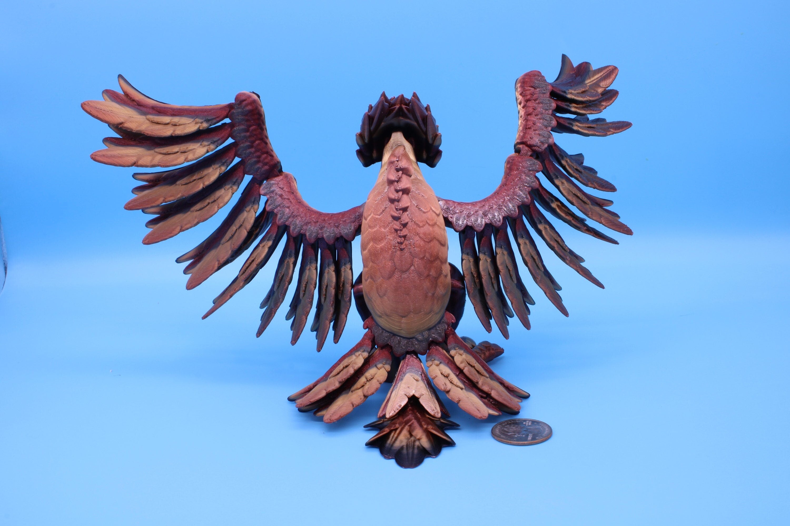 XL Phoenix Rainbow | Cute Flexi | Unique 3D printed. | Great Articulating fidget toy, desk, sensory toy | 5.5 inch tall | 10 in wing span.