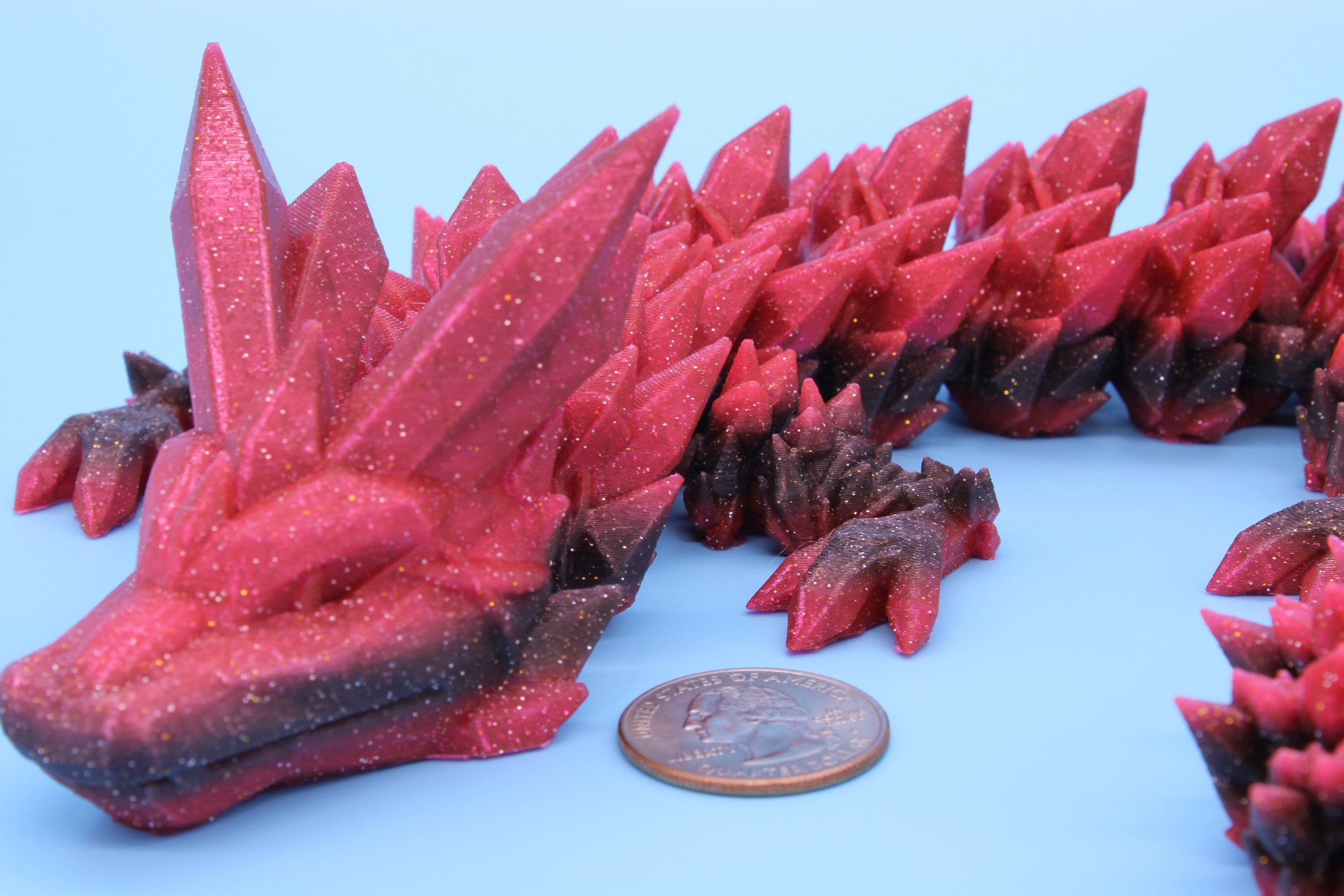 Rainbow Crystal Dragon | 3D Printed Articulating Dragon | Flexi Toy | Adult Fidget Toy | Dragon Buddy ready for you! 24 inch.