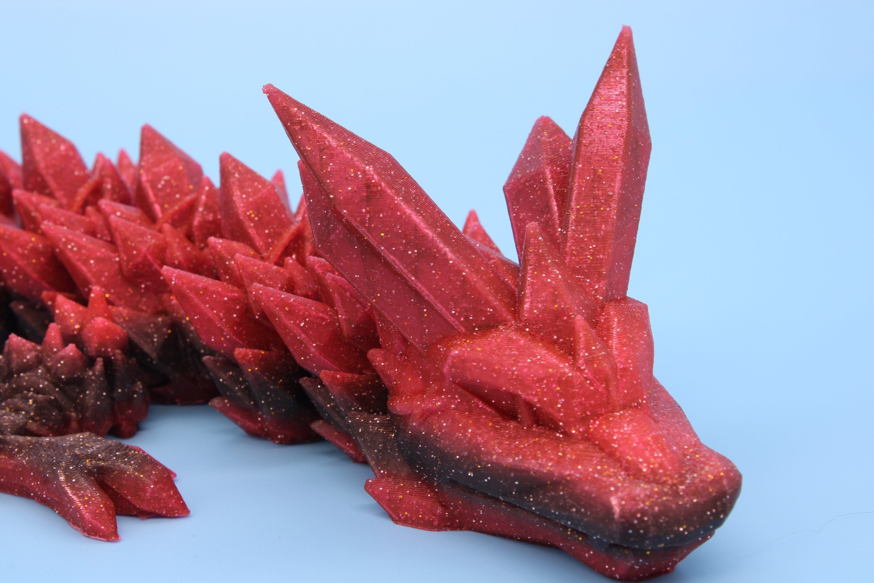 Rainbow Crystal Dragon | 3D Printed Articulating Dragon | Flexi Toy | Adult Fidget Toy | Dragon Buddy ready for you! 24 inch.