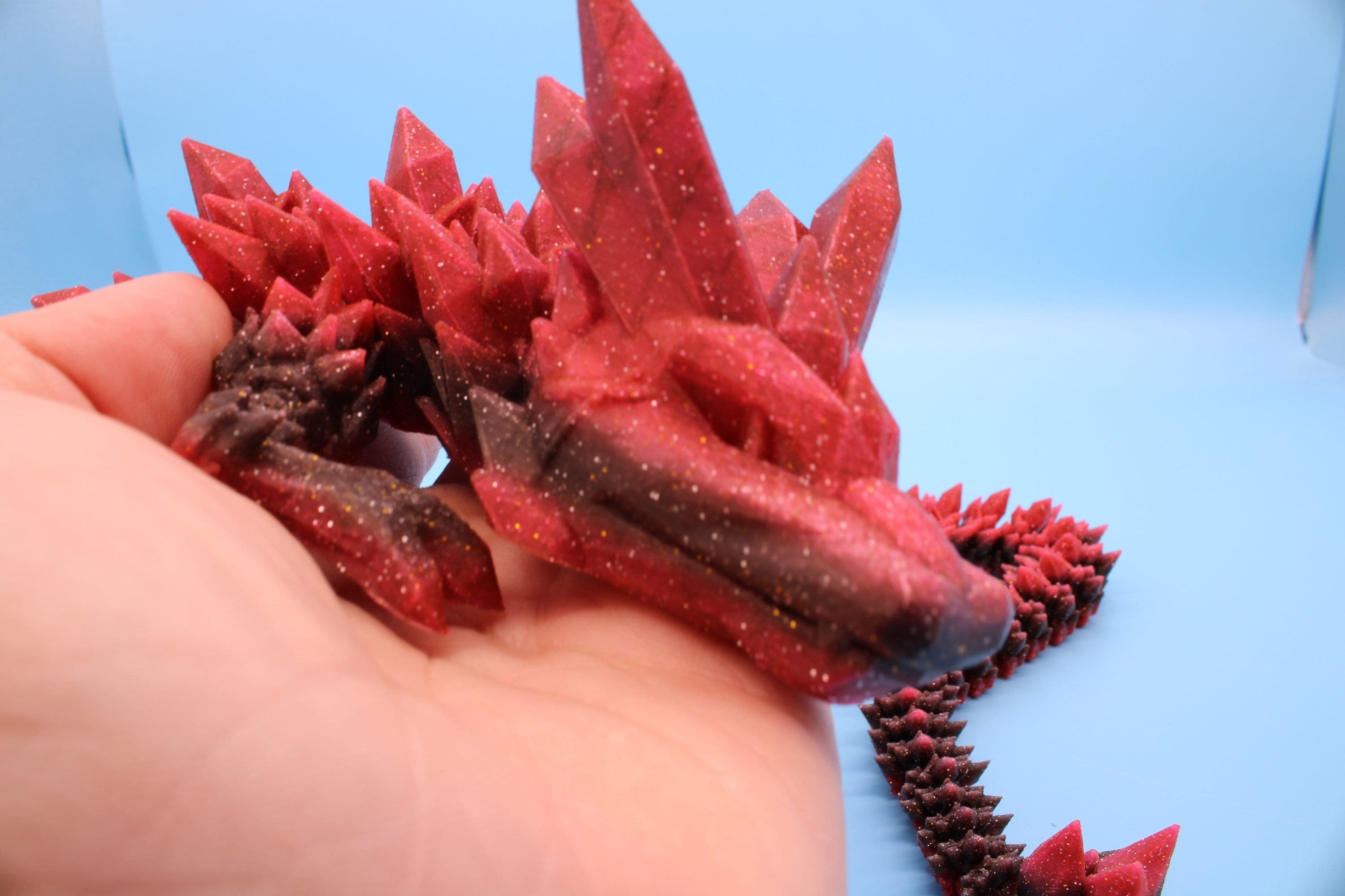 Rainbow Crystal Dragon | 3D Printed Articulating Dragon | Flexi Toy | Adult Fidget Toy | Dragon Buddy ready for you! 24 inch.
