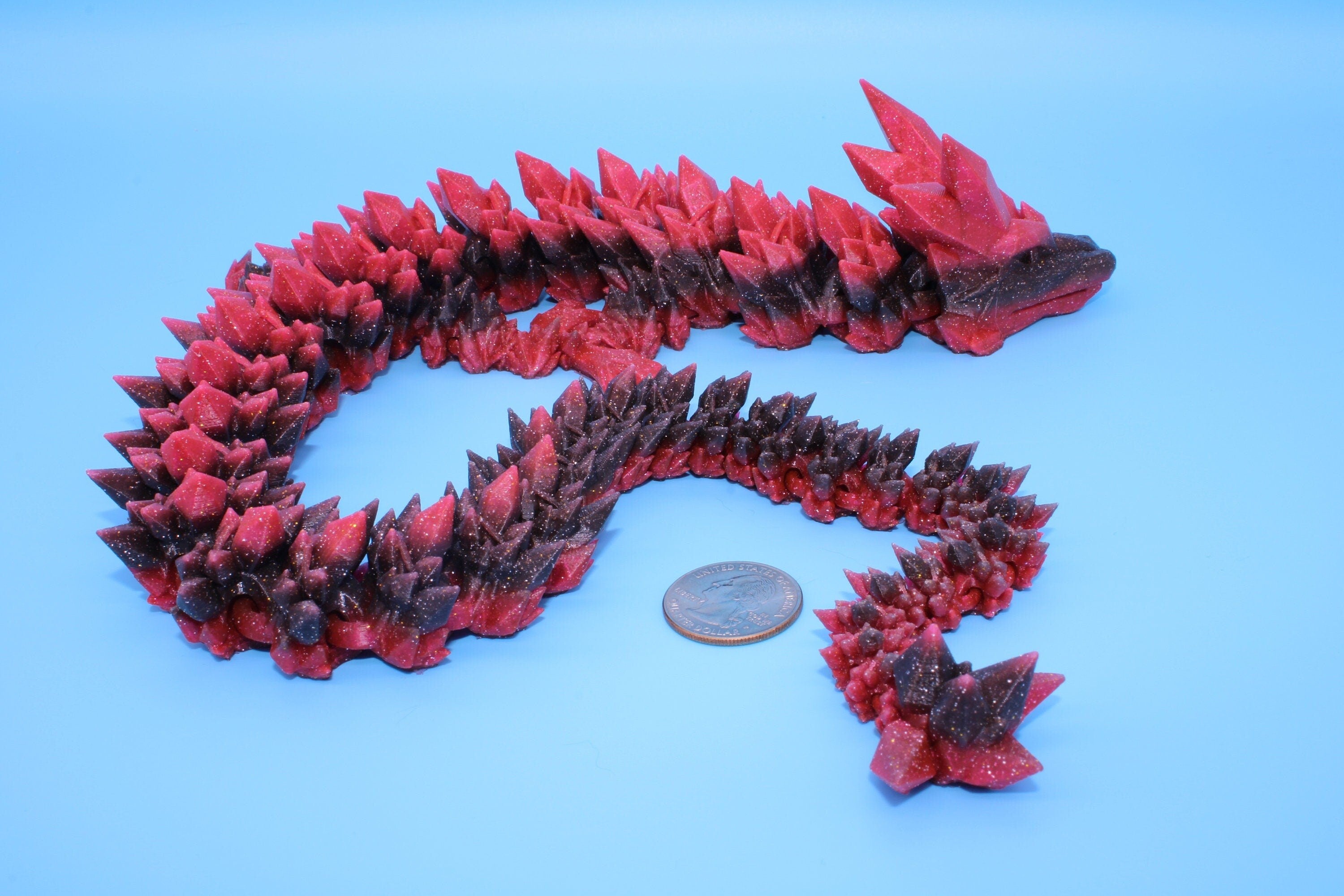 Rainbow Crystal Dragon | 3D Printed Articulating Dragon | Flexi Toy | Adult Fidget Toy | Dragon Buddy ready for you! 24 inch.
