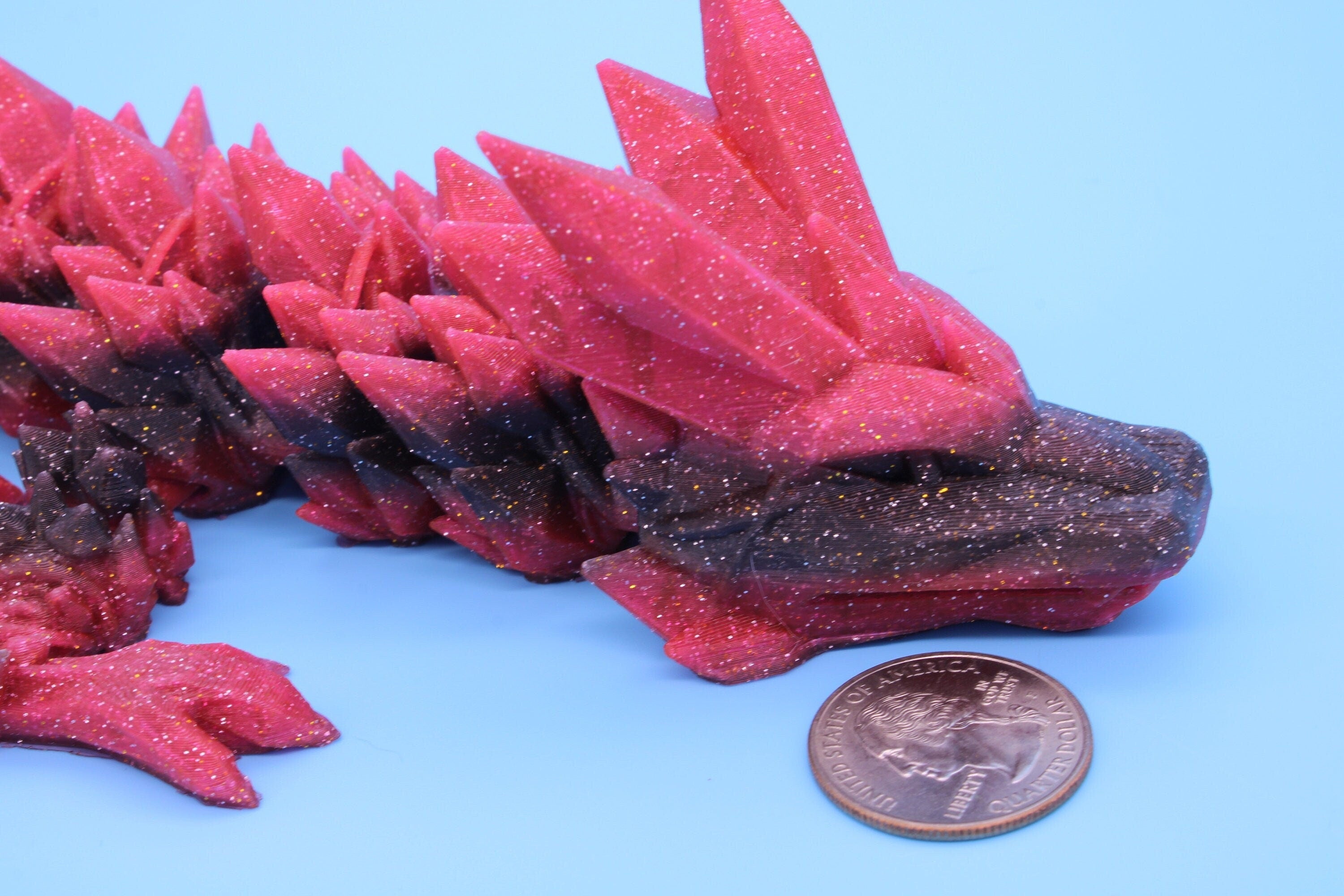 Rainbow Crystal Dragon | 3D Printed Articulating Dragon | Flexi Toy | Adult Fidget Toy | Dragon Buddy ready for you! 24 inch.