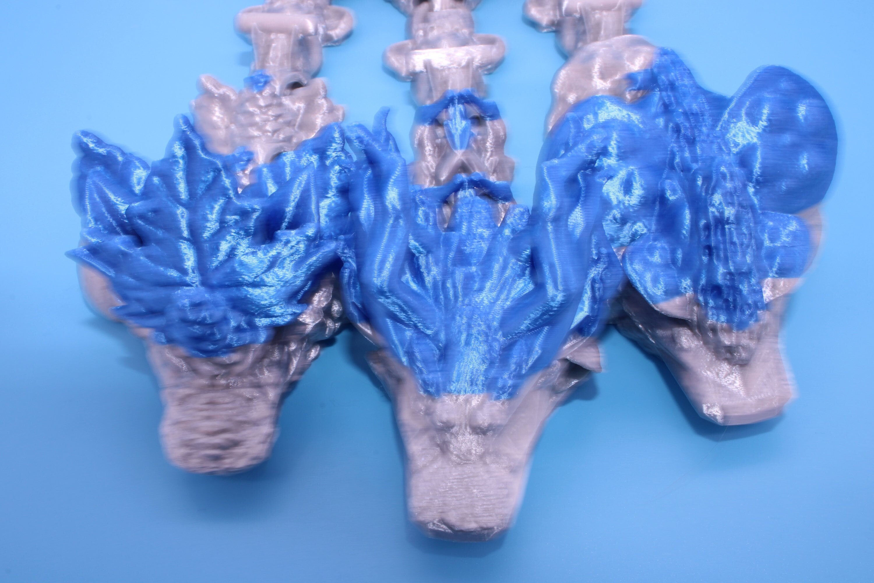 Tri-Forest Dragon | Multi Colored | Three Headed Dragon | 3D printed | Articulating Dragon | Fidget Toy | Flexi Toy | Stress Relief | Stim.