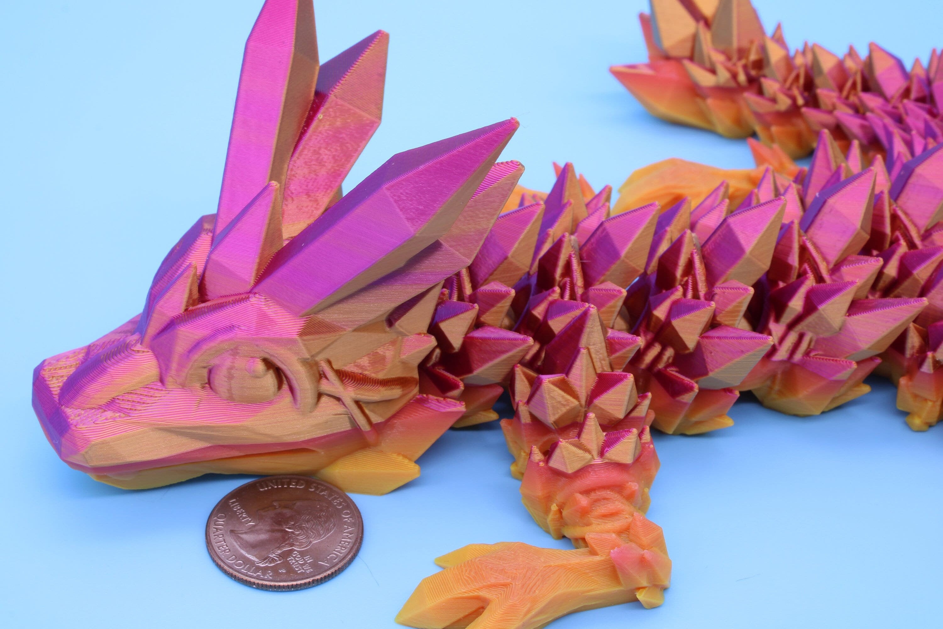 Rainbow Baby Dragon | 3D Printed Crystal Dragon | 11.5 inches Dragon Friend | Sensory Toy | Fidget Toy | Flexi Dragon.