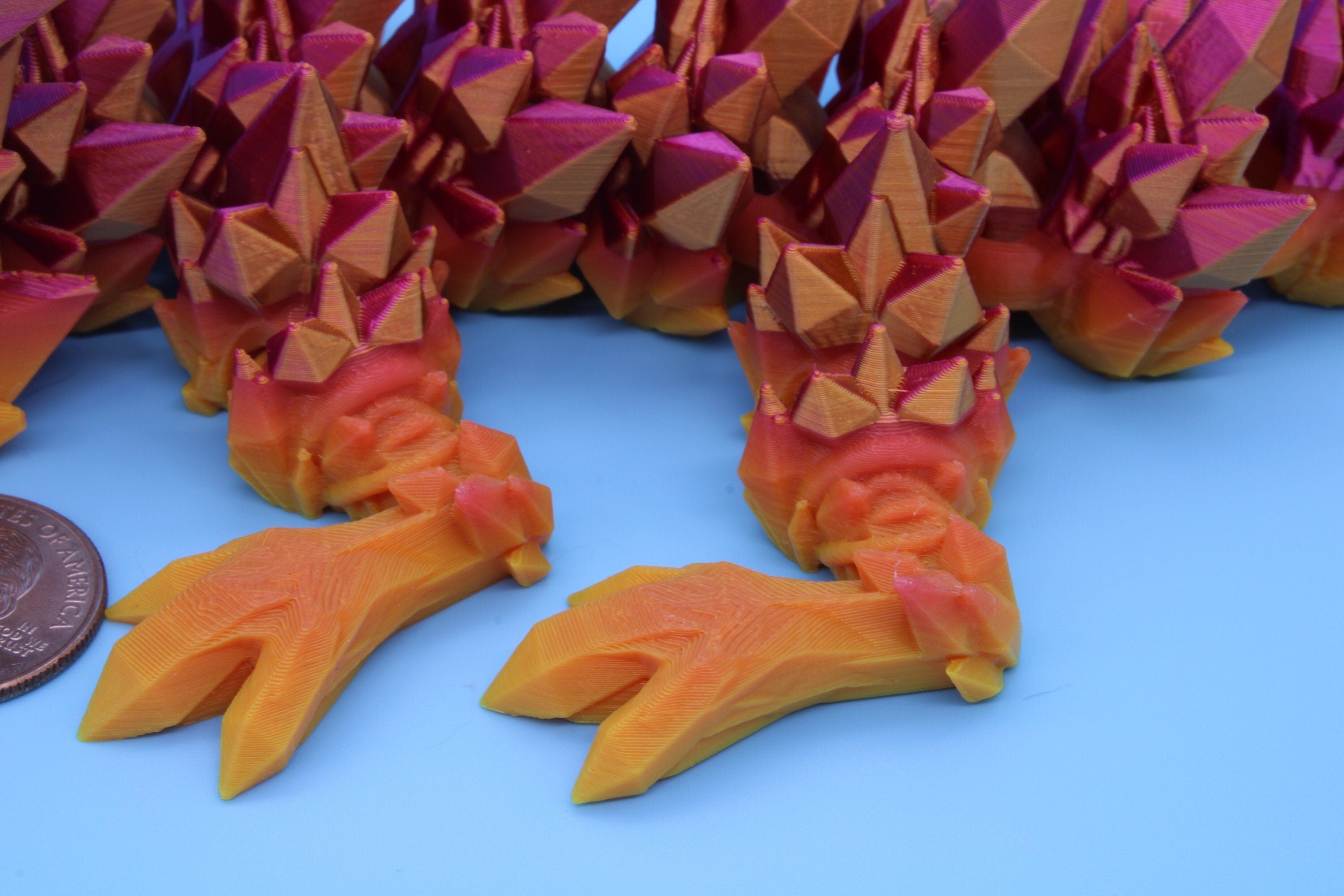 Rainbow Baby Dragon | 3D Printed Crystal Dragon | 11.5 inches Dragon Friend | Sensory Toy | Fidget Toy | Flexi Dragon.
