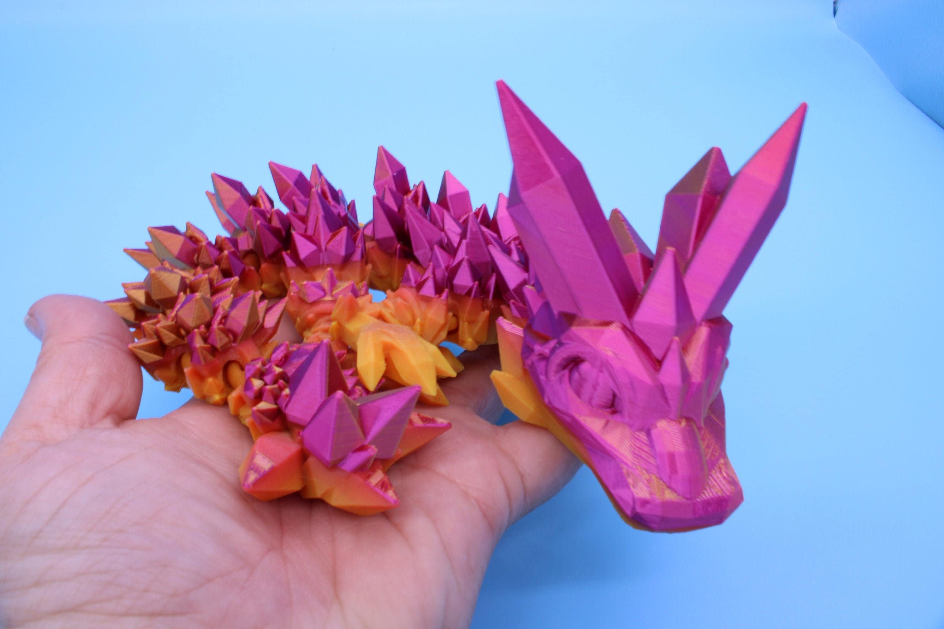 Rainbow Baby Dragon | 3D Printed Crystal Dragon | 11.5 inches Dragon Friend | Sensory Toy | Fidget Toy | Flexi Dragon.
