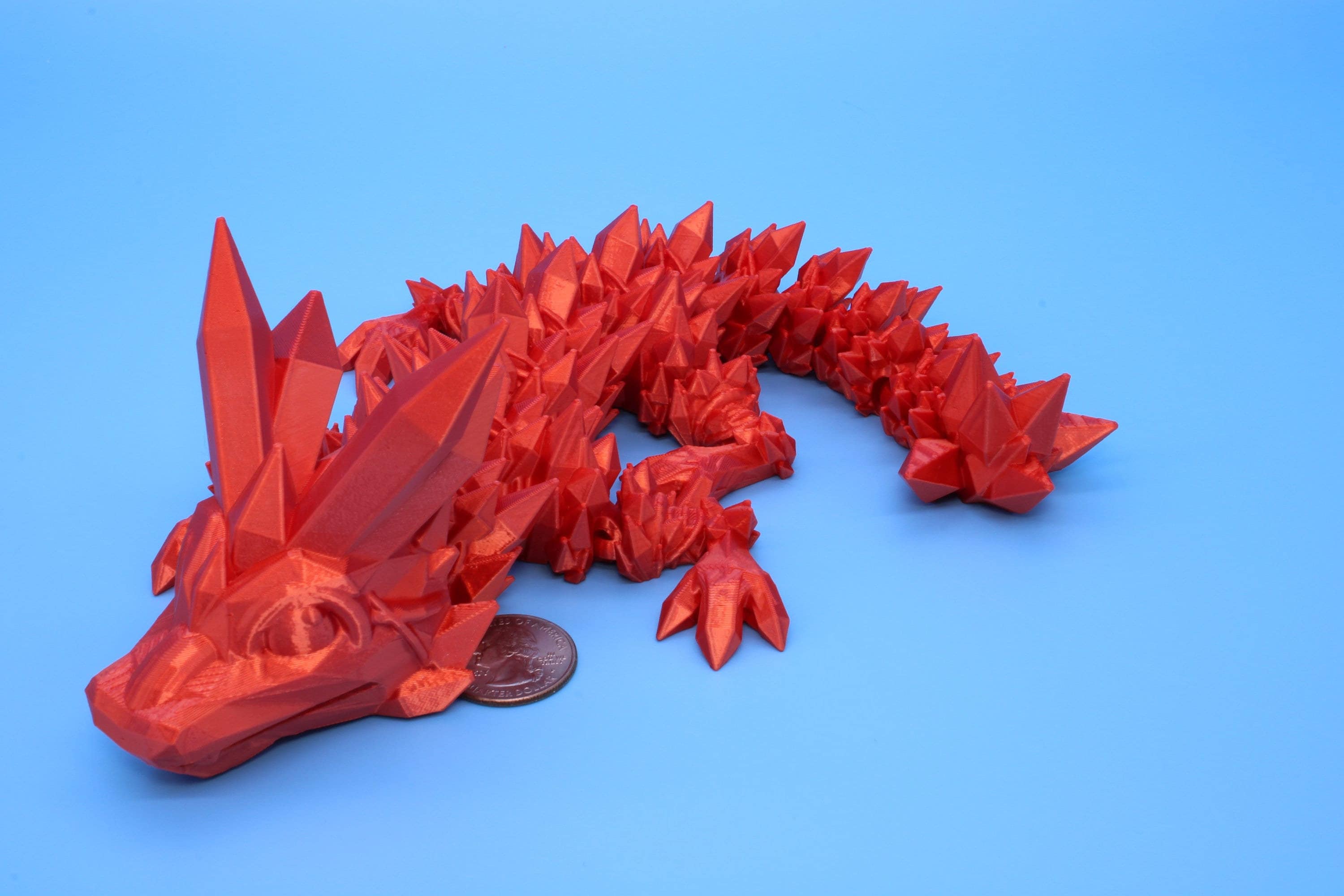 Orange Baby Crystal Dragon | 3D Printed Crystal Dragon | 11.5 inches Dragon Friend | Sensory Toy | Fidget Toy | Flexi Dragon.
