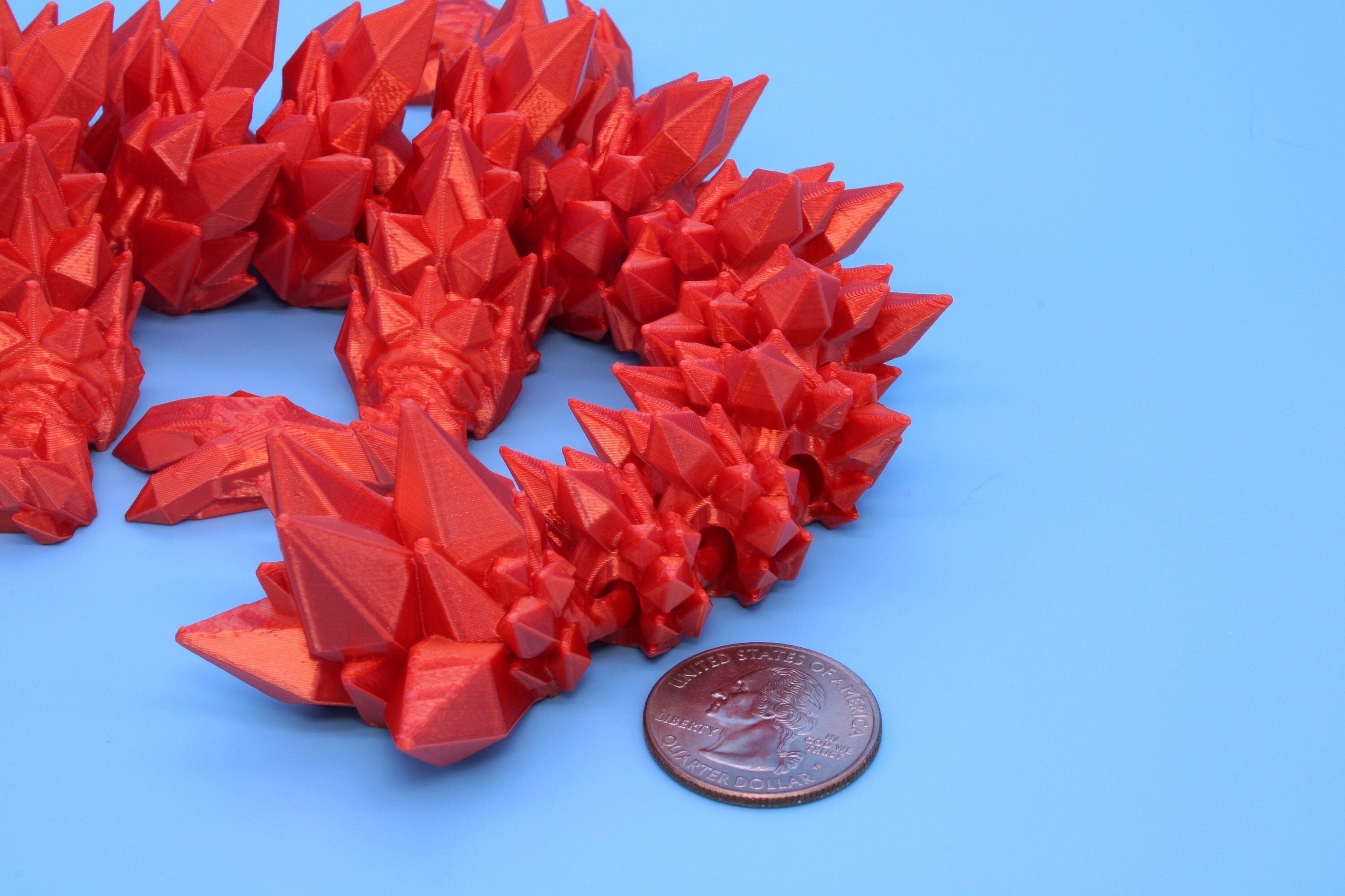Orange Baby Crystal Dragon | 3D Printed Crystal Dragon | 11.5 inches Dragon Friend | Sensory Toy | Fidget Toy | Flexi Dragon.