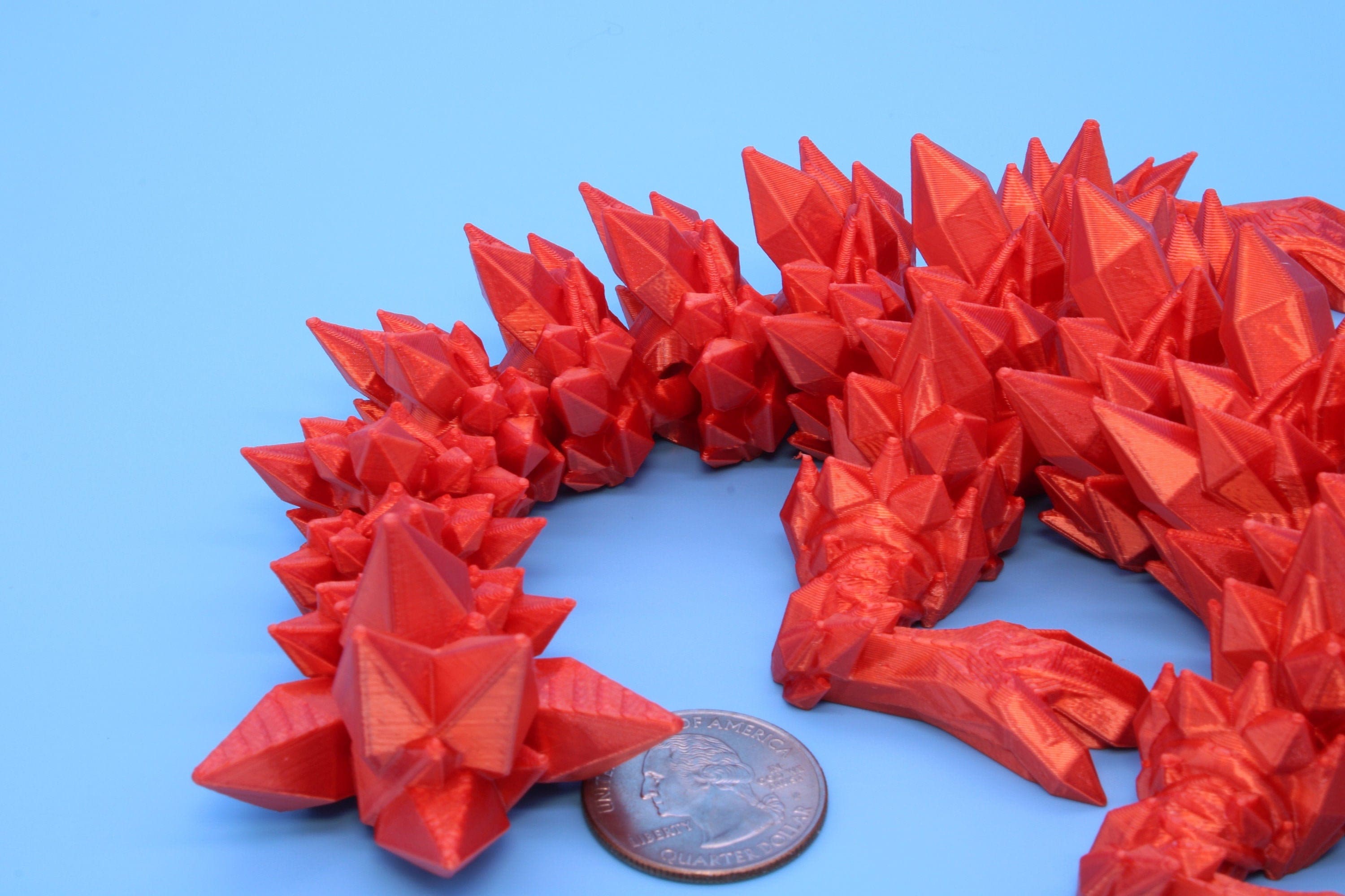 Orange Baby Crystal Dragon | 3D Printed Crystal Dragon | 11.5 inches Dragon Friend | Sensory Toy | Fidget Toy | Flexi Dragon.