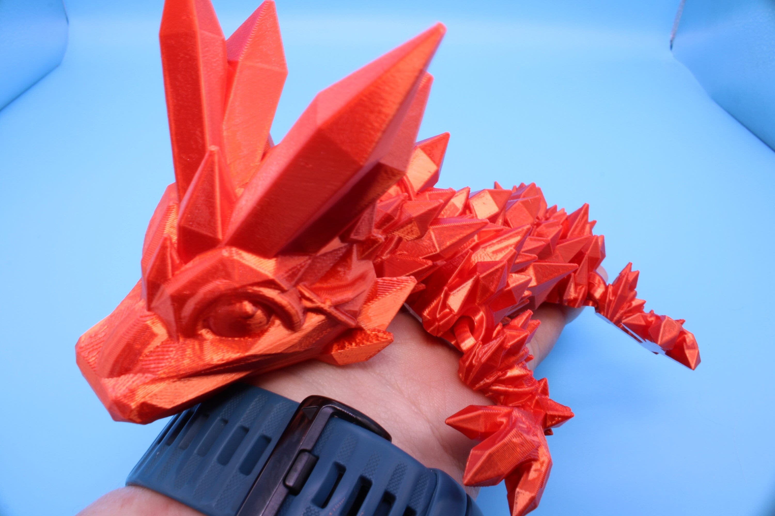 Orange Baby Crystal Dragon | 3D Printed Crystal Dragon | 11.5 inches Dragon Friend | Sensory Toy | Fidget Toy | Flexi Dragon.