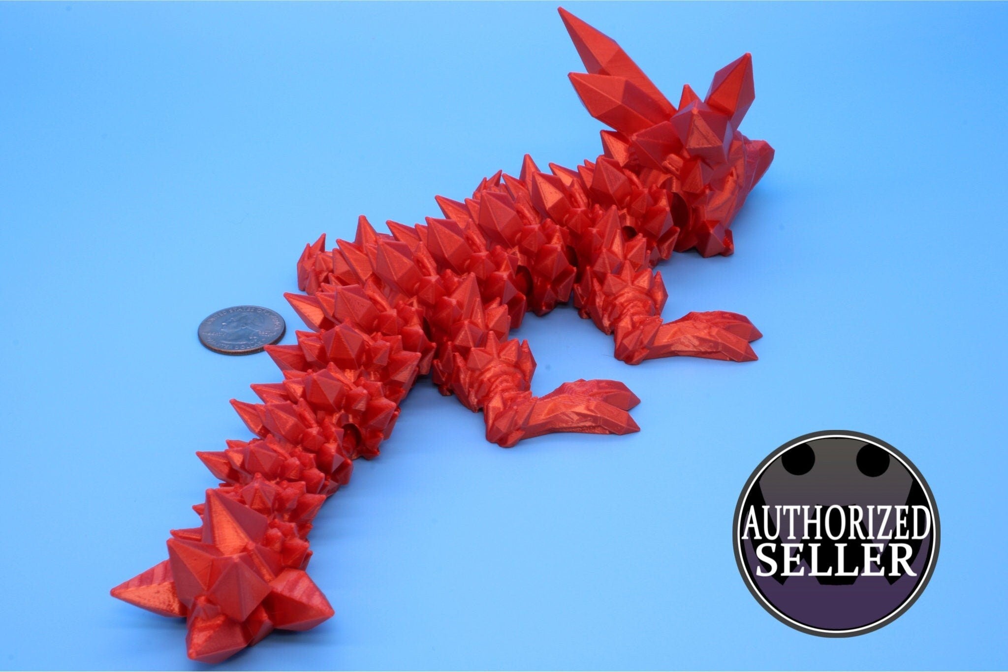 Orange Baby Crystal Dragon | 3D Printed Crystal Dragon | 11.5 inches Dragon Friend | Sensory Toy | Fidget Toy | Flexi Dragon.