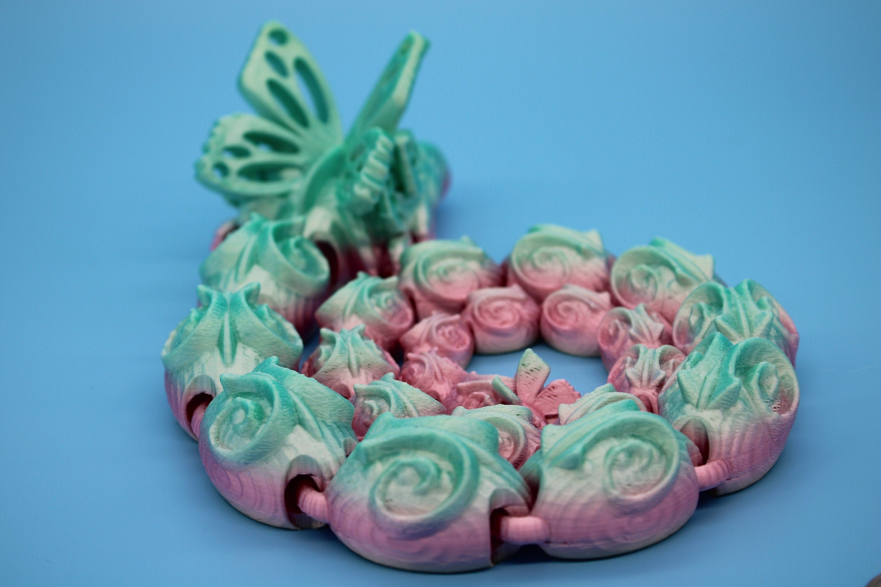 Rainbow Butterfly Snake. 28 in. Fidget toy, Flexi toy, Adult fidget toy, Toy Snake, 3d Printed Desk Toys, sensory toy, Articulating toys