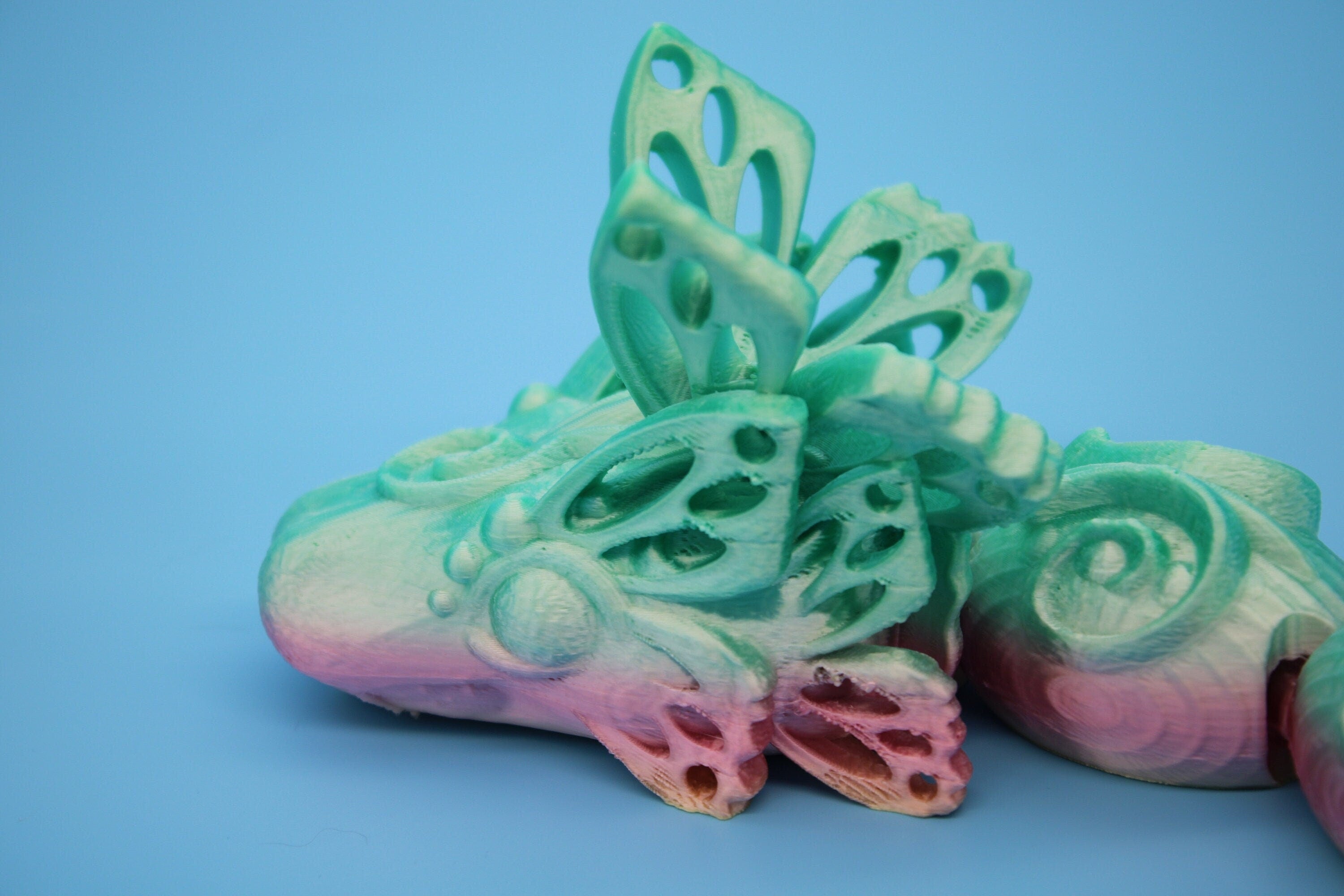 Rainbow Butterfly Snake. 28 in. Fidget toy, Flexi toy, Adult fidget toy, Toy Snake, 3d Printed Desk Toys, sensory toy, Articulating toys