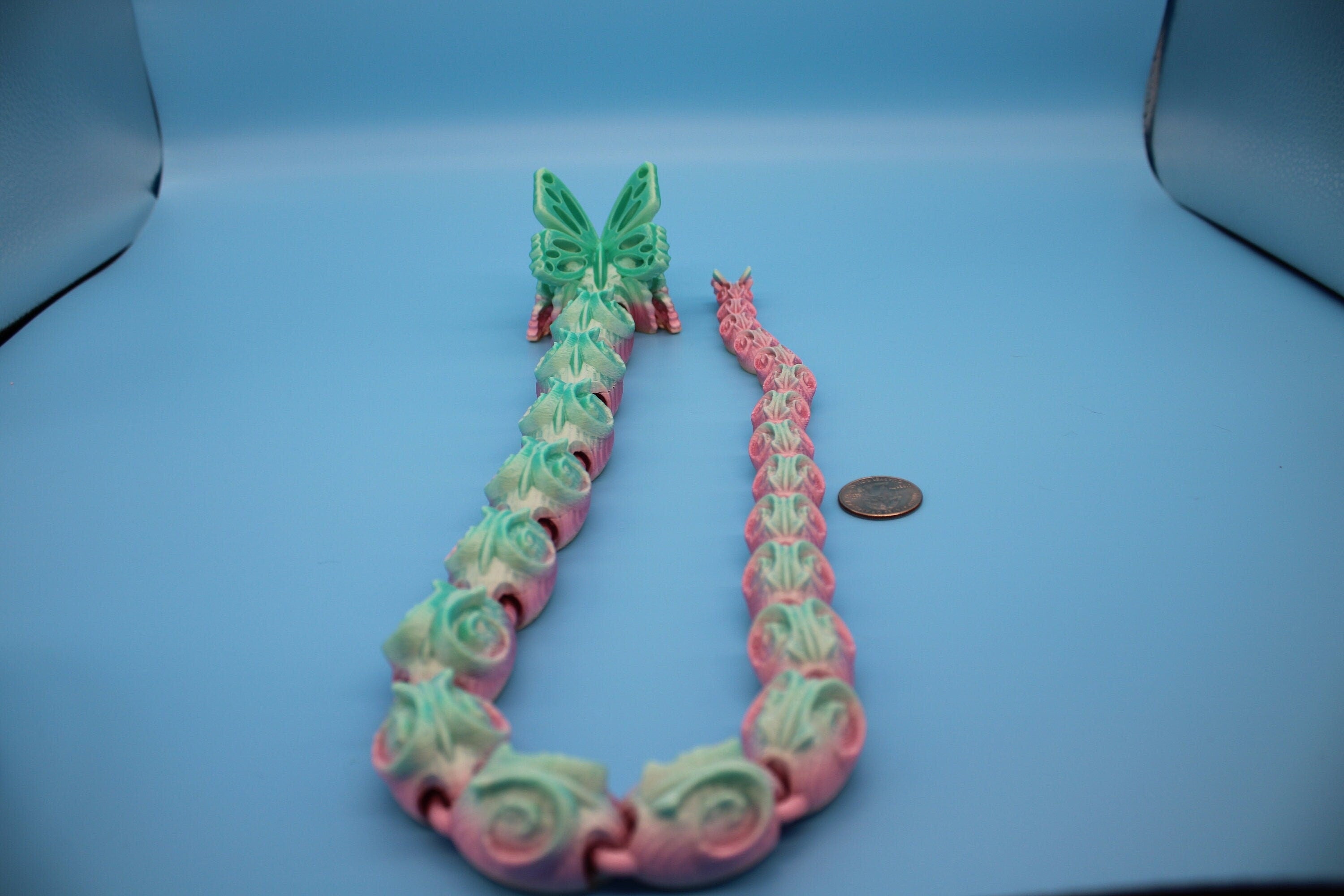 Rainbow Butterfly Snake. 28 in. Fidget toy, Flexi toy, Adult fidget toy, Toy Snake, 3d Printed Desk Toys, sensory toy, Articulating toys