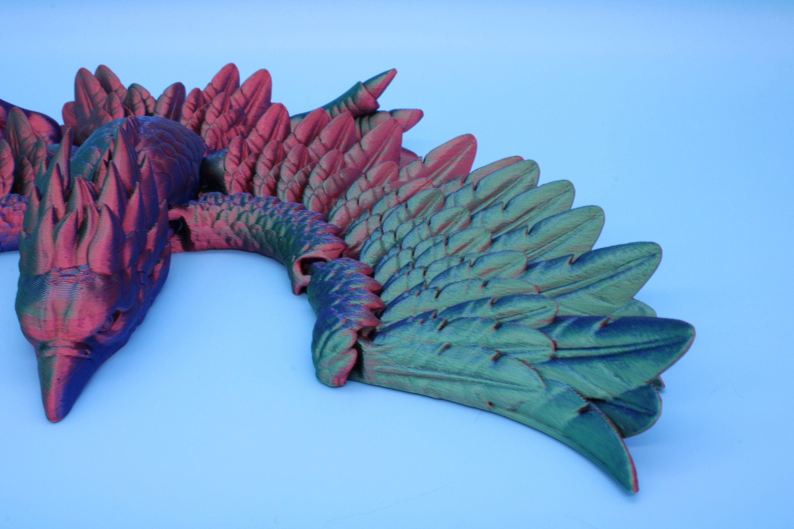 XL Phoenix Rainbow | Cute Flexi | Unique 3D printed. | Great Articulating fidget toy, desk, sensory toy | 5.5 inch tall | 10 in wing span.