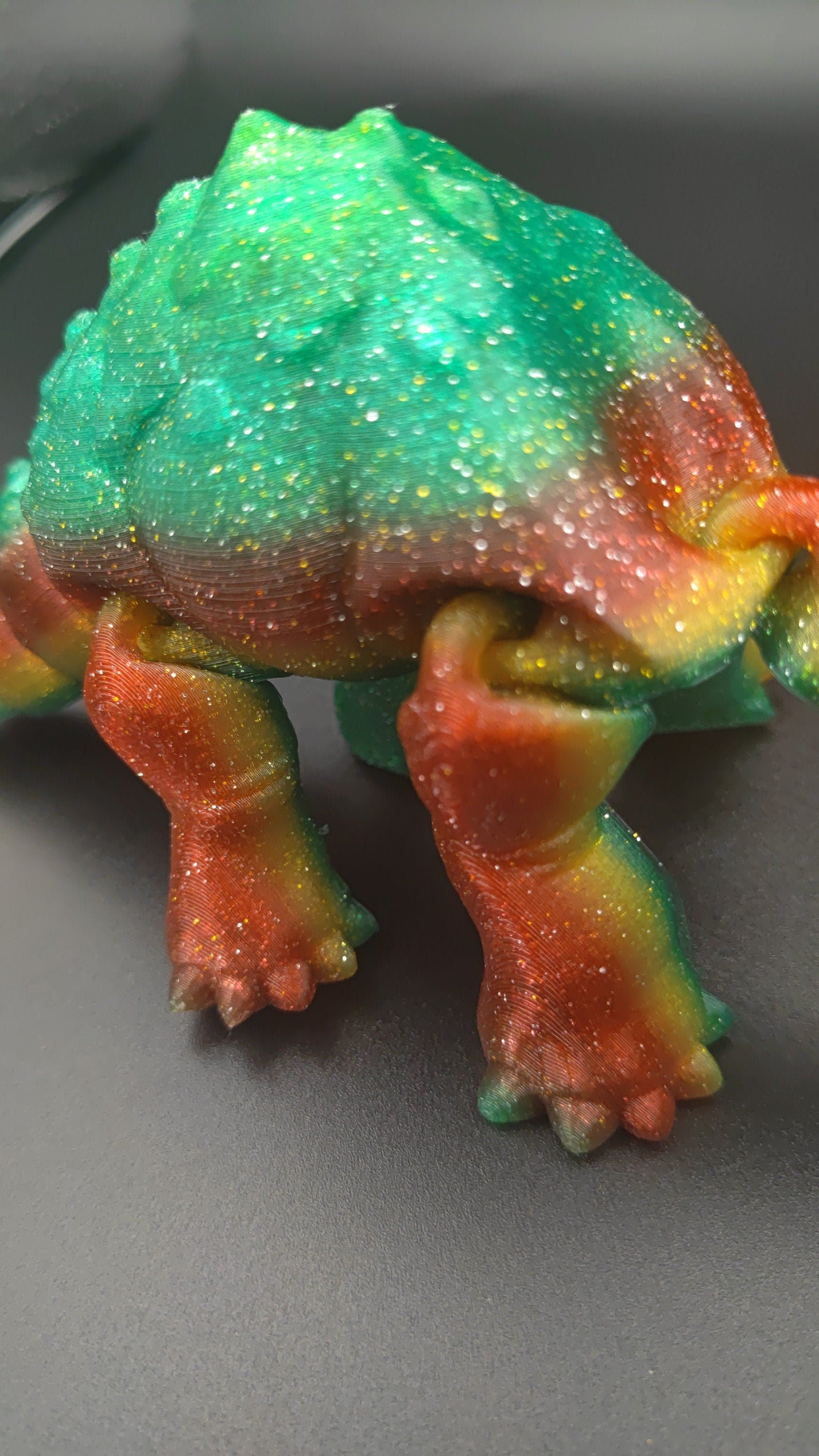 Rainbow Sparkle Brachiosaurus. Cute Flexi Articulating Dinosaur. 3D printed unique dino. Great fidget toy, buddy, desk art / toy. 9 in.