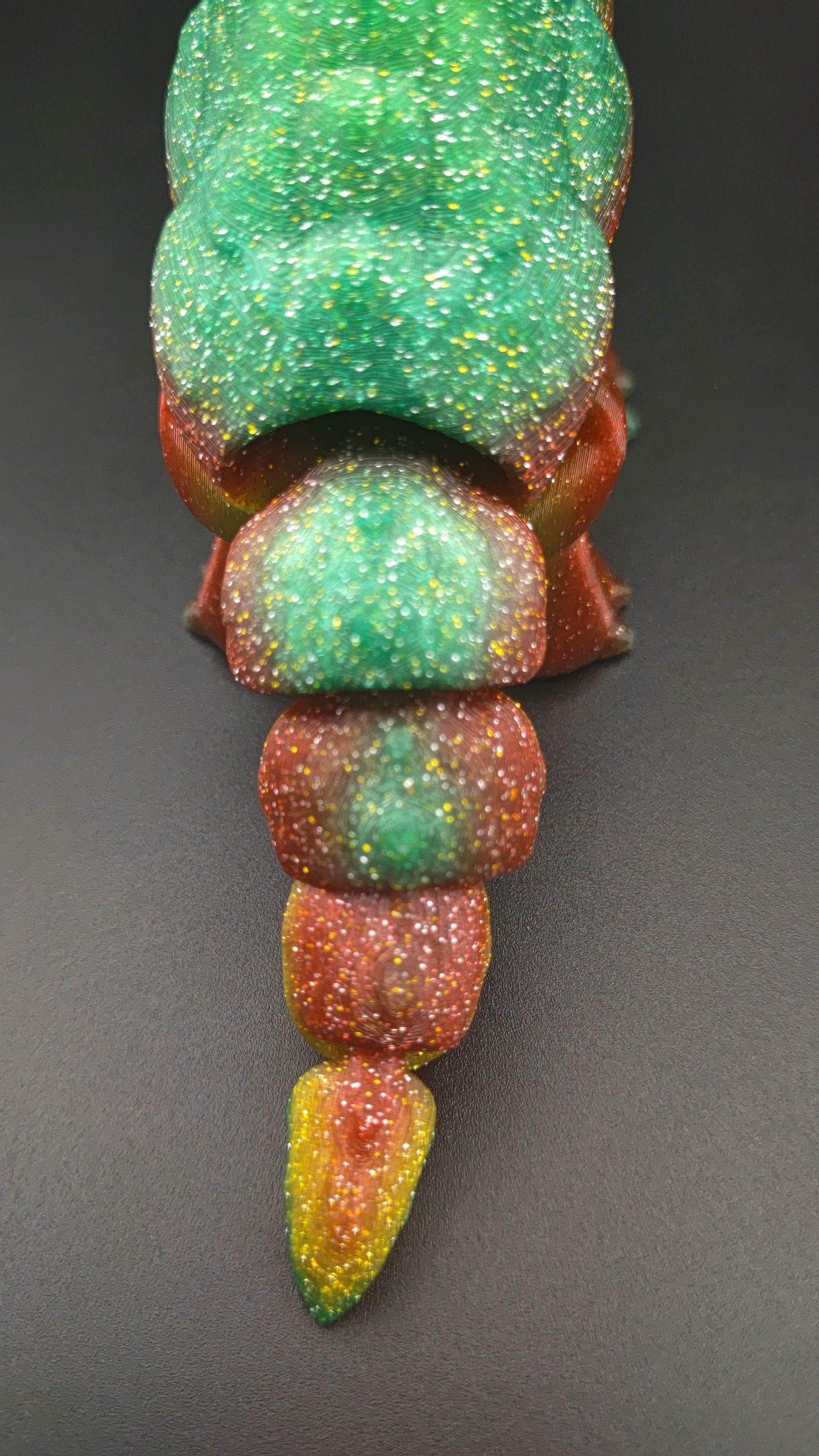 Rainbow Sparkle Brachiosaurus. Cute Flexi Articulating Dinosaur. 3D printed unique dino. Great fidget toy, buddy, desk art / toy. 9 in.