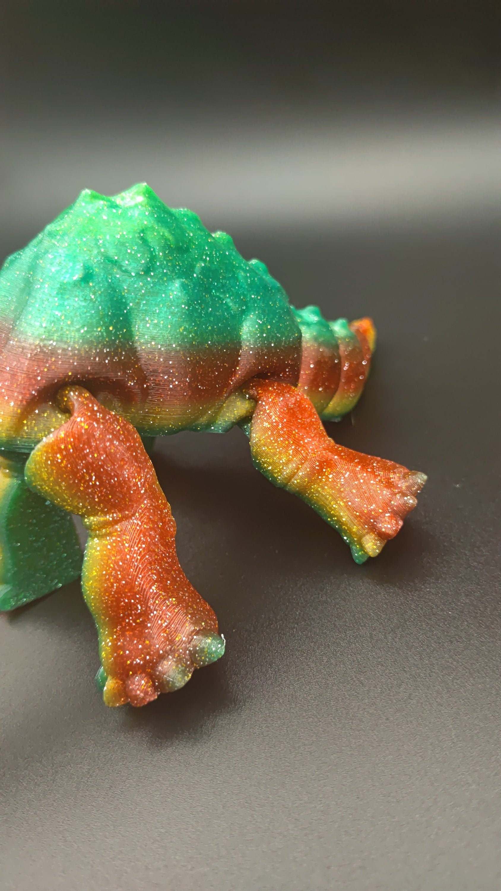 Rainbow Sparkle Brachiosaurus. Cute Flexi Articulating Dinosaur. 3D printed unique dino. Great fidget toy, buddy, desk art / toy. 9 in.