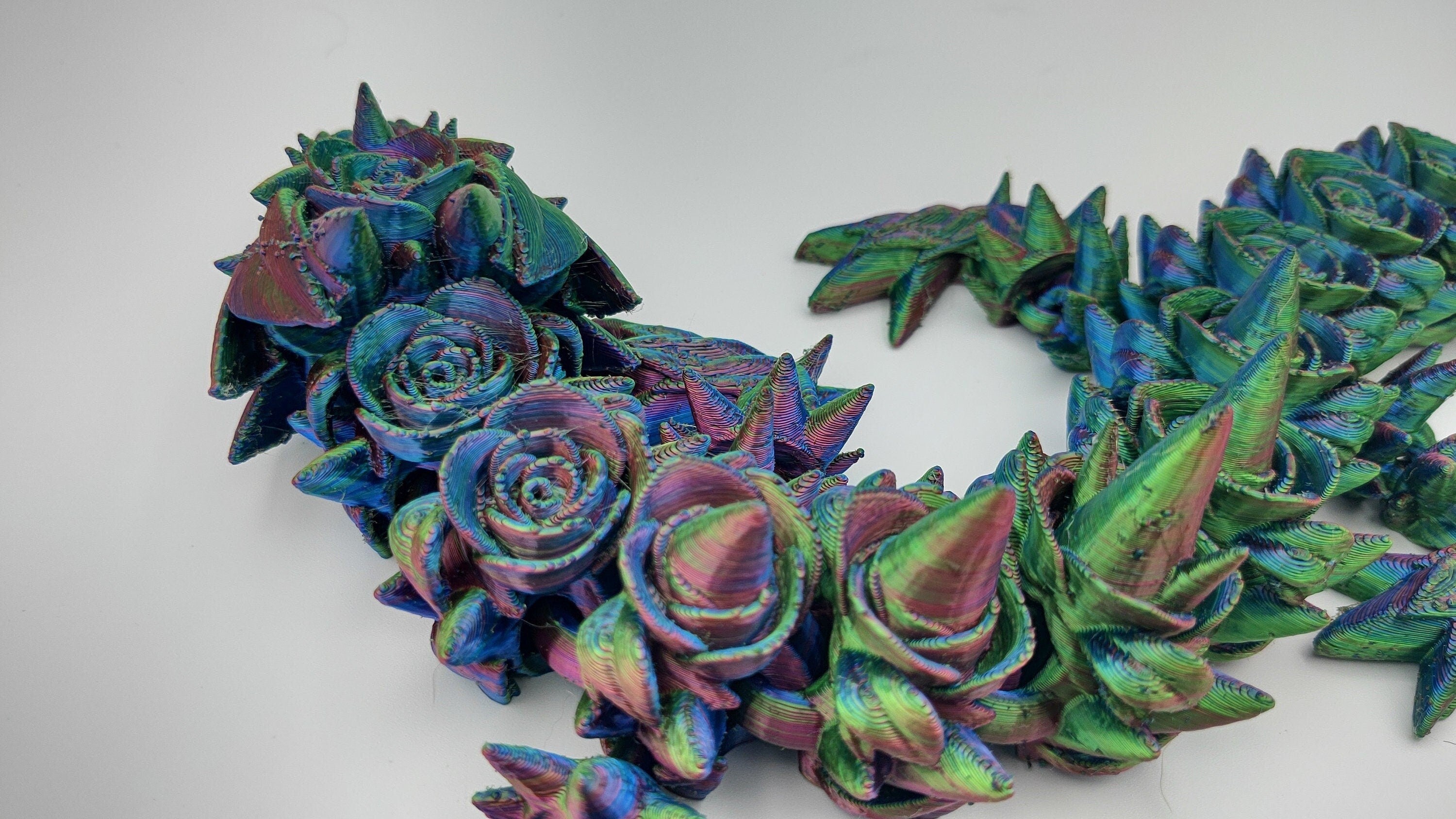 Tri Color Mom & Baby Dragon Rose 3D Printed Articulating Dragon. Fidget, Flexi, Adult, Toy Dragon, 3d Printed Desk Toys. Rose Body. Unique!