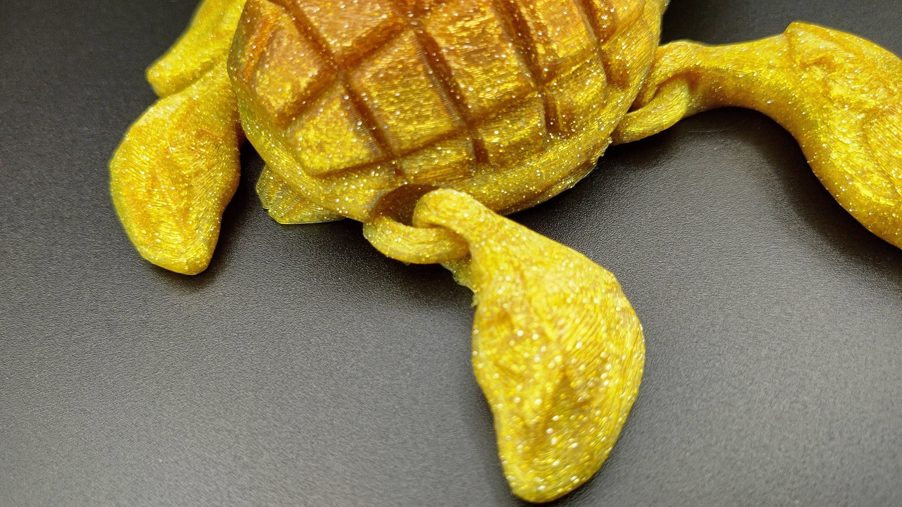 Yellow Gold mini orange color on top Grenade Turtle (Grenurtle) Detachable head. 3D printed