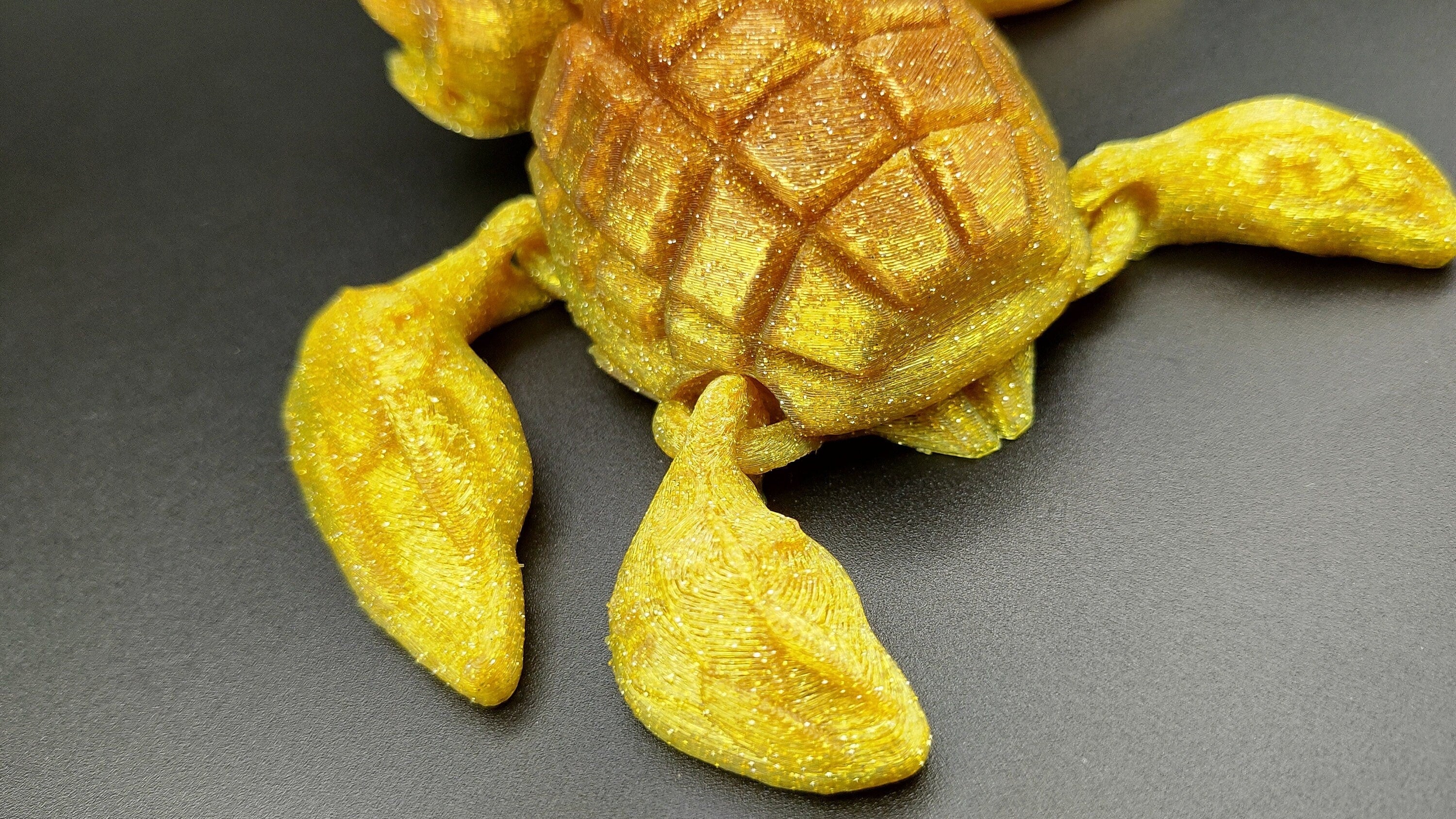 Yellow Gold mini orange color on top Grenade Turtle (Grenurtle) Detachable head. 3D printed