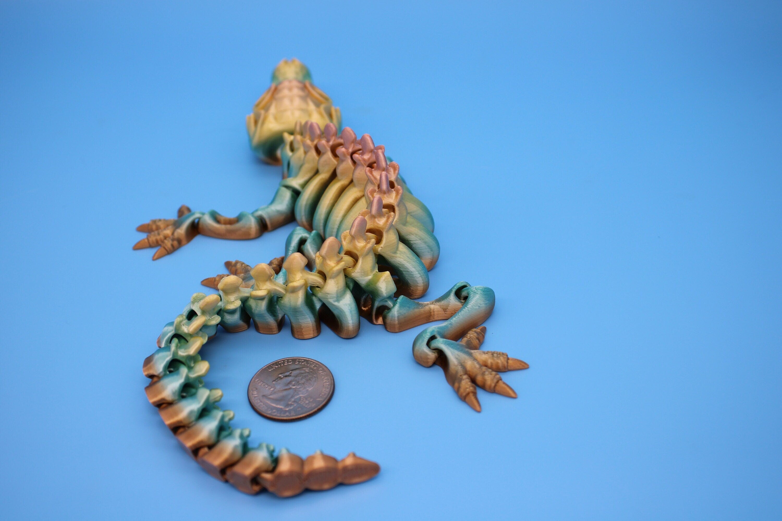 Rainbow Crocodile | Cute Flexi Toy | Articulating Crocodile | 3D printed Unique Fidget | Desk Buddy | 13 in.