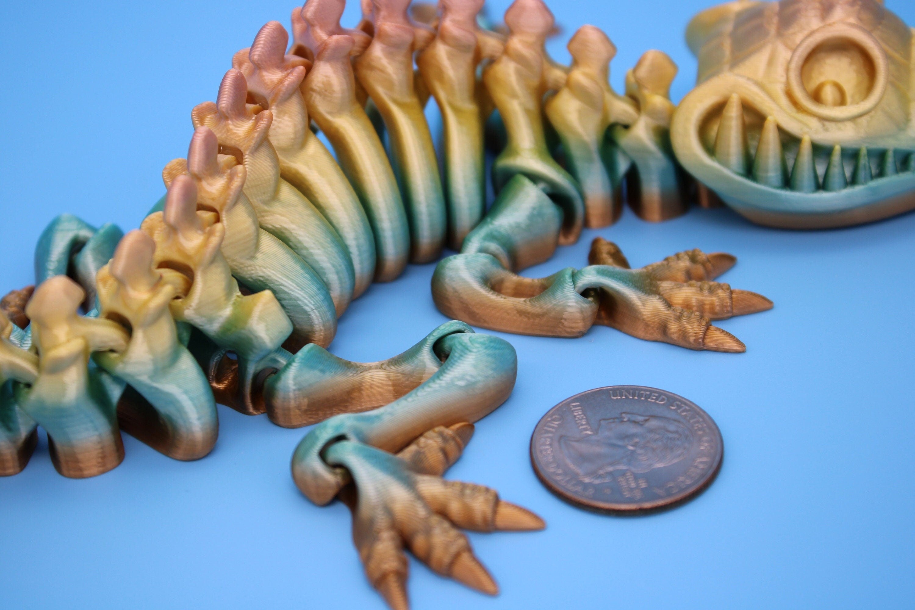 Rainbow Crocodile | Cute Flexi Toy | Articulating Crocodile | 3D printed Unique Fidget | Desk Buddy | 13 in.