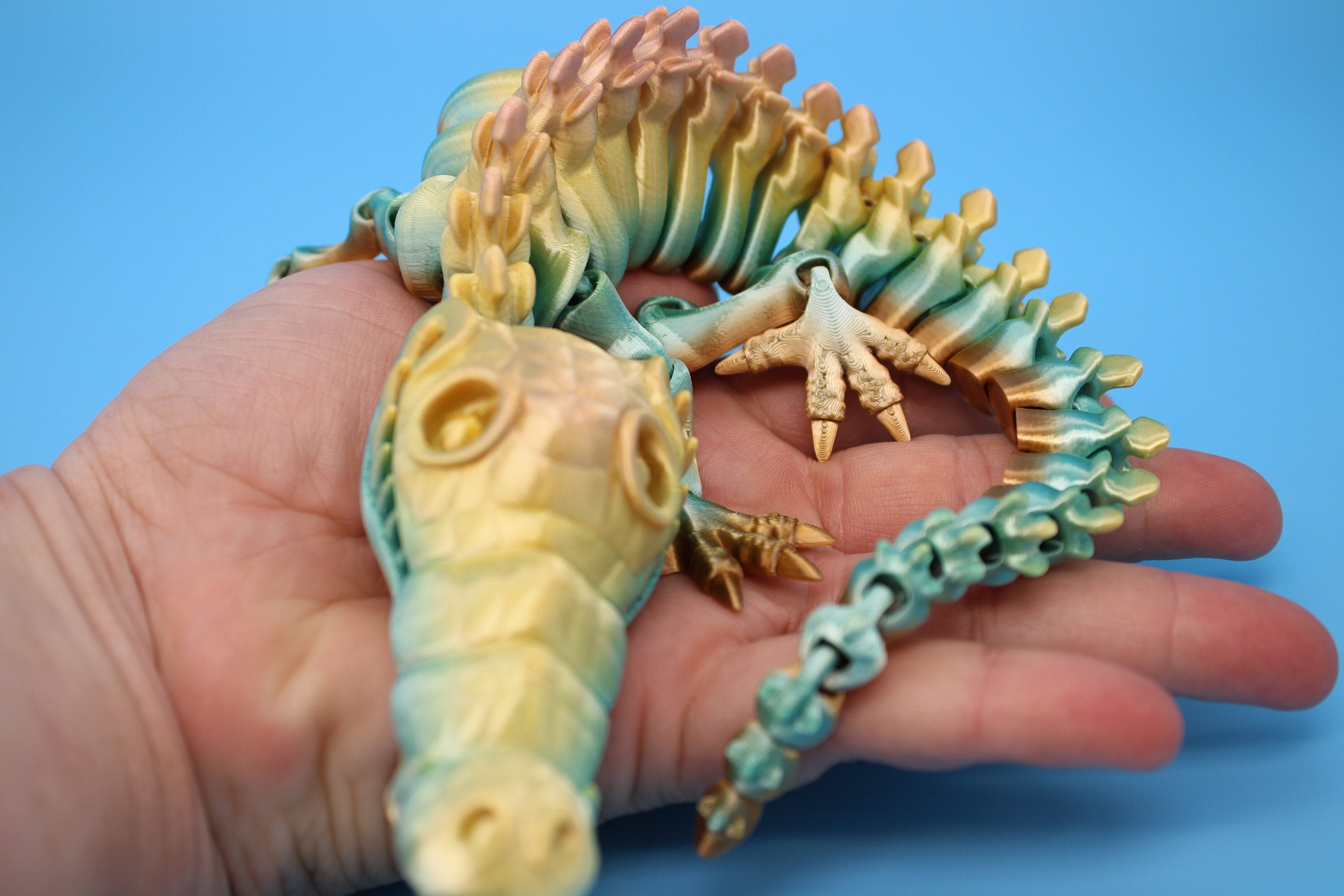 Rainbow Crocodile | Cute Flexi Toy | Articulating Crocodile | 3D printed Unique Fidget | Desk Buddy | 13 in.