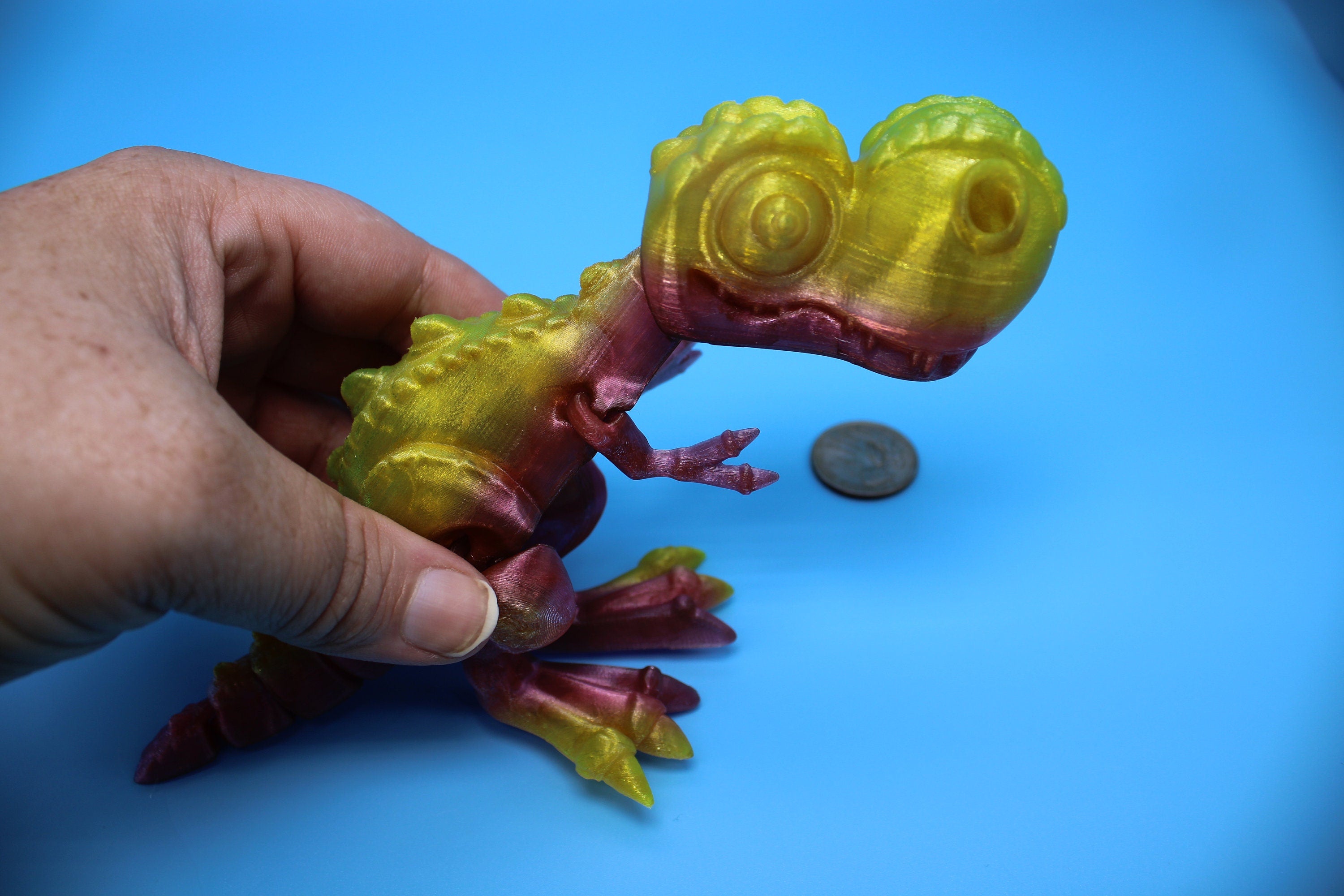 Flexi T-Rex - Rainbow | Flexible (TPU) | 3D Printed | Tyrannosaurus | Super Cute Dinosaur.