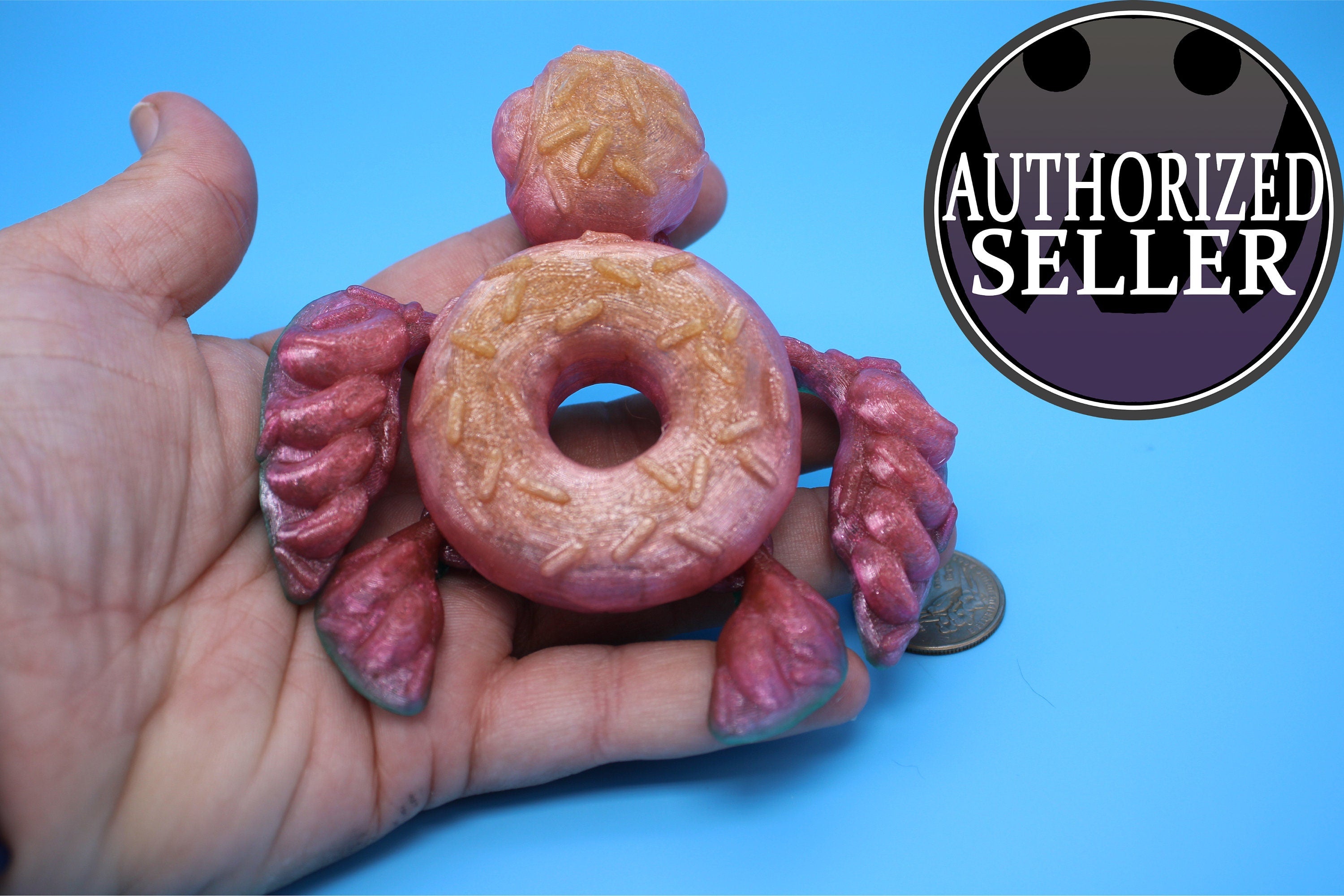 Turtle - Doughnut Turtle | Articulating (Donurtle) | 3D Printed TPU | Flexi Fidget Turtle | Desk Fidget Toy.
